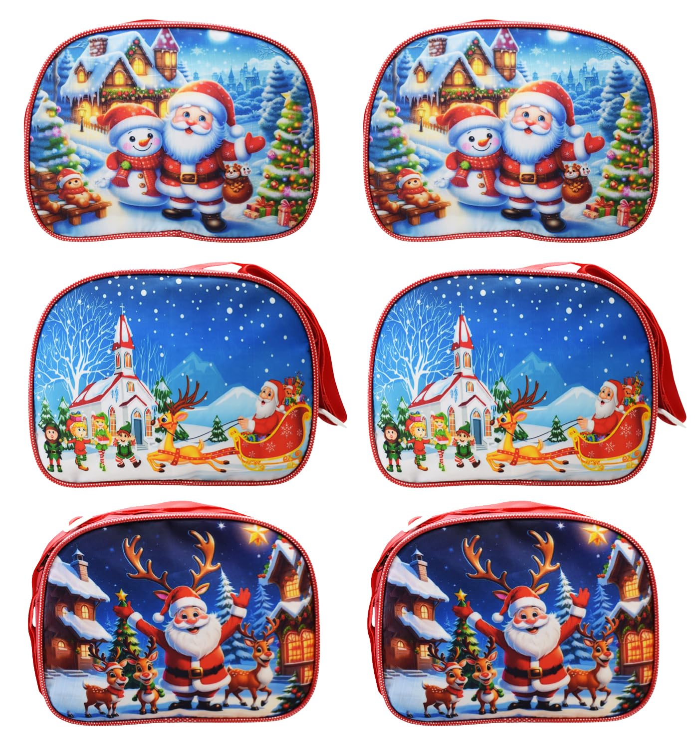 Asera Birthday Return Gifts Sling Bag/Picnic Bag Cartoon Theme Bags for Kids (Christmas Set of 6 Pcs)