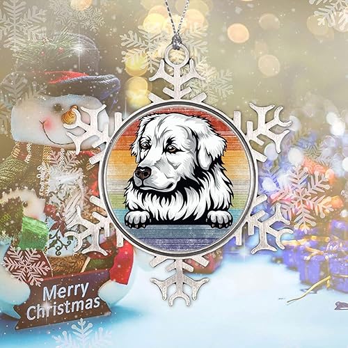 Miniatura 26 de Presa Canario Tree Decoration Ornament - Christmas Snowflake Ornament - Dog Lover Mom Gift Peeking Dog Snowflake Metal Ornaments for Xmas Tree LGBTQ