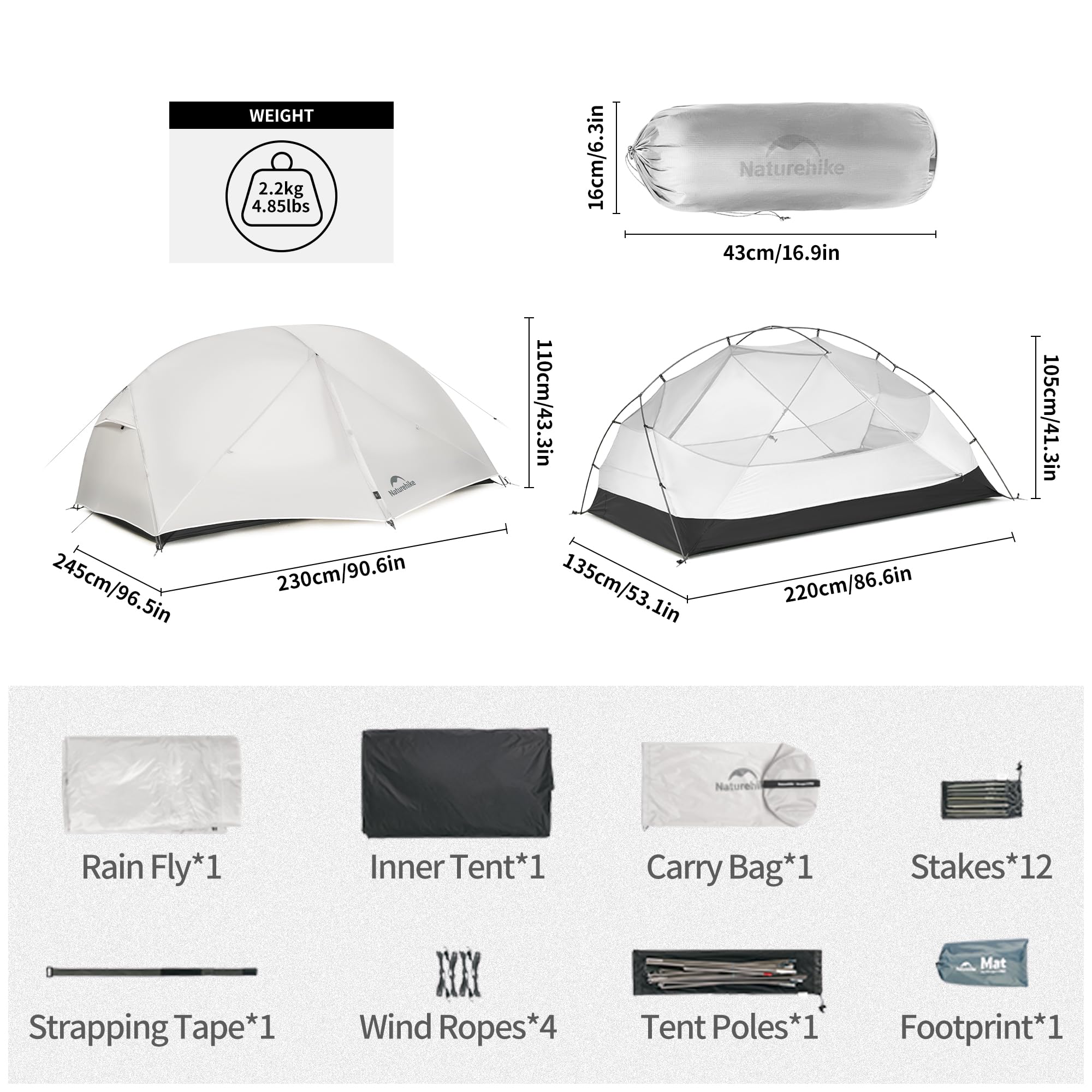 Naturehike Mongar Pro Tenda ultraleggera 3-4 stagioni 1-2-3 persone impermeabile antivento campeggio