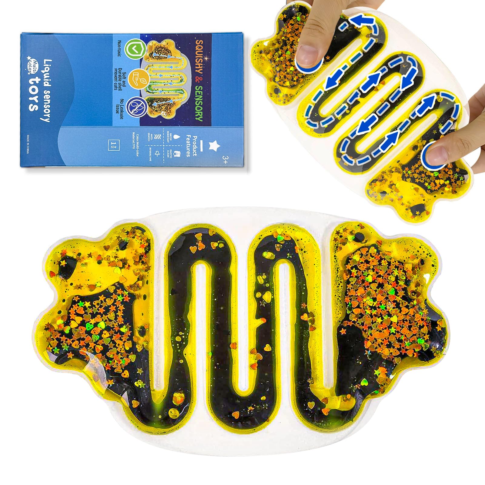 Autism Sensory Fidget Toys: Sensory Toys for Autistic Kids Glitter Sensory Squeeze Tube Anxiety Relief Toys for Ages 3 to Adults Easter Basket Christmas Stocking Stuffers 1-Pack