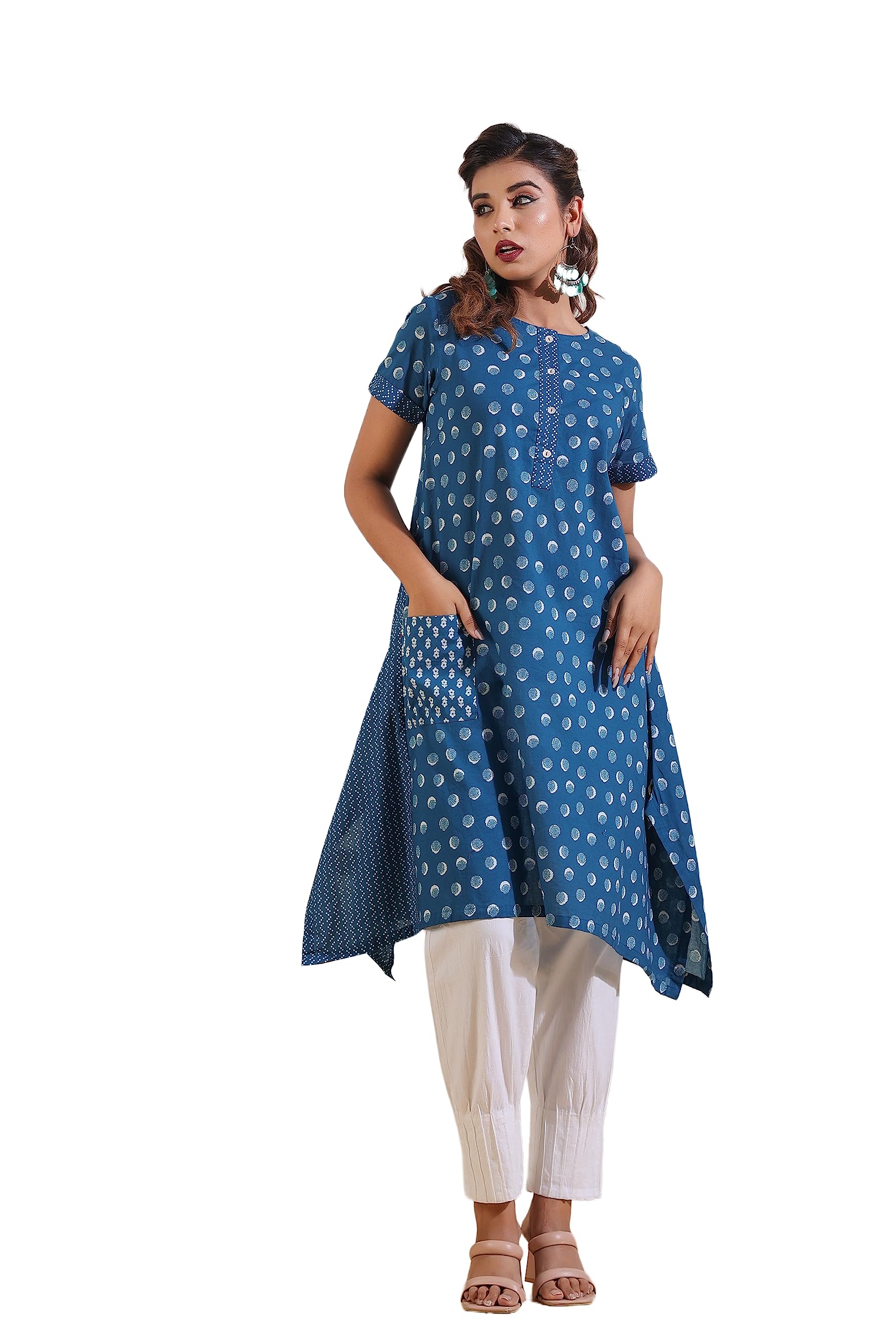 MAYORI Antoine Blue Bliss: Stylish Kurta for Effortless Elegance | Women Kurta | Straight Kurta | A-line Kurta | Cotton Fabric Kurtas for Women |Casual Kurtas | Women's Tops