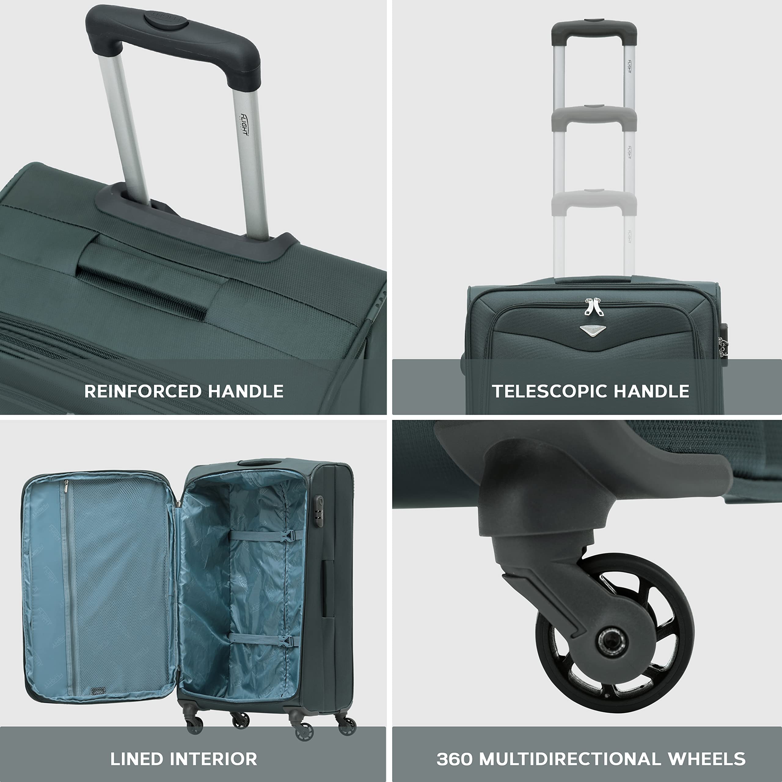 Flight Knight Lightweight 4 Wheel 800D Soft Case Suitcases Anti Crack Cabin & Hold Luggage Options Approved for Over 100 Airlines Including easyJet, BA & Many More! — view 7
