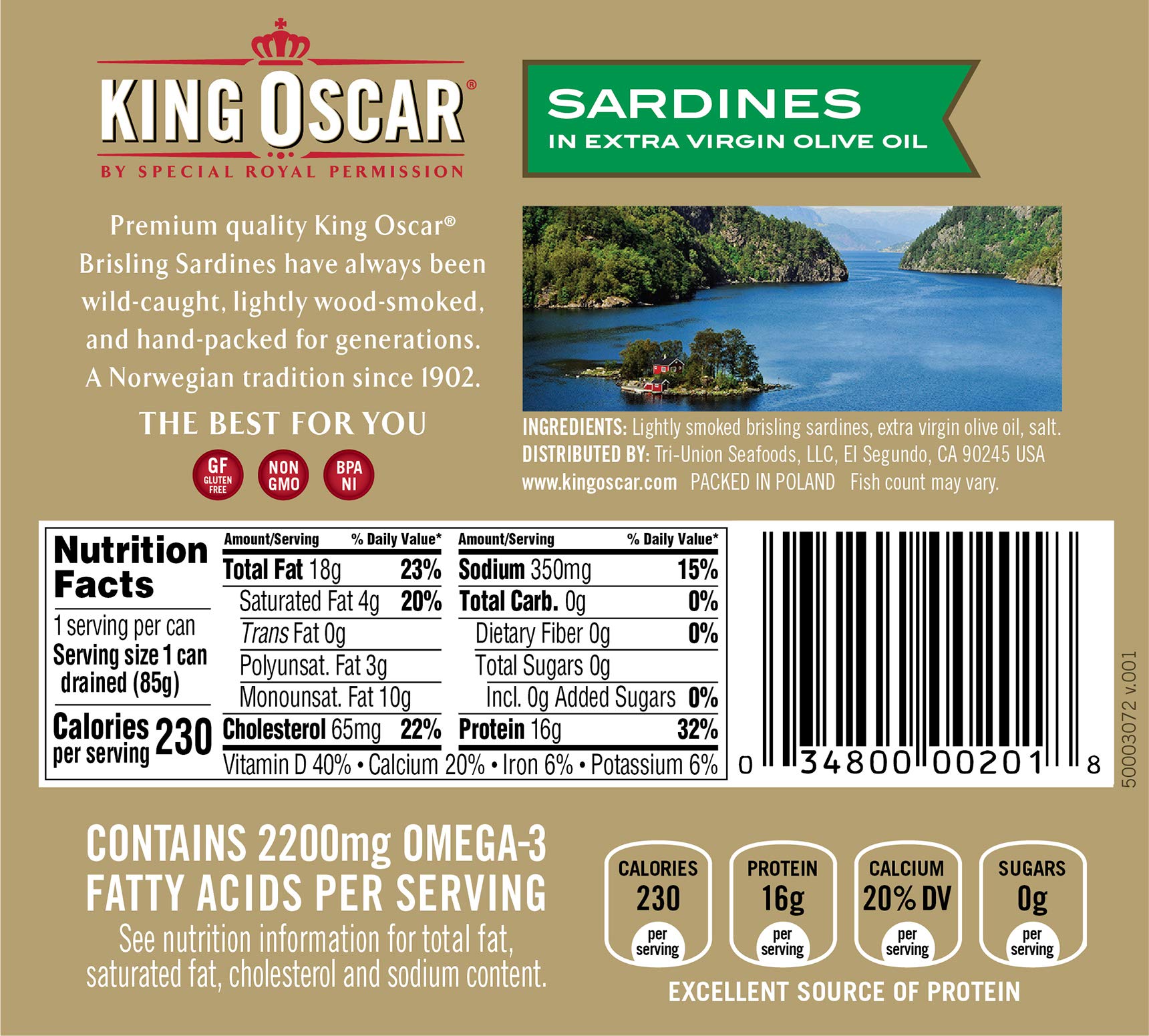 King Oscar Twolayer Sardines in Olive Oil CrossPack, 3.75 Ounce (Pack