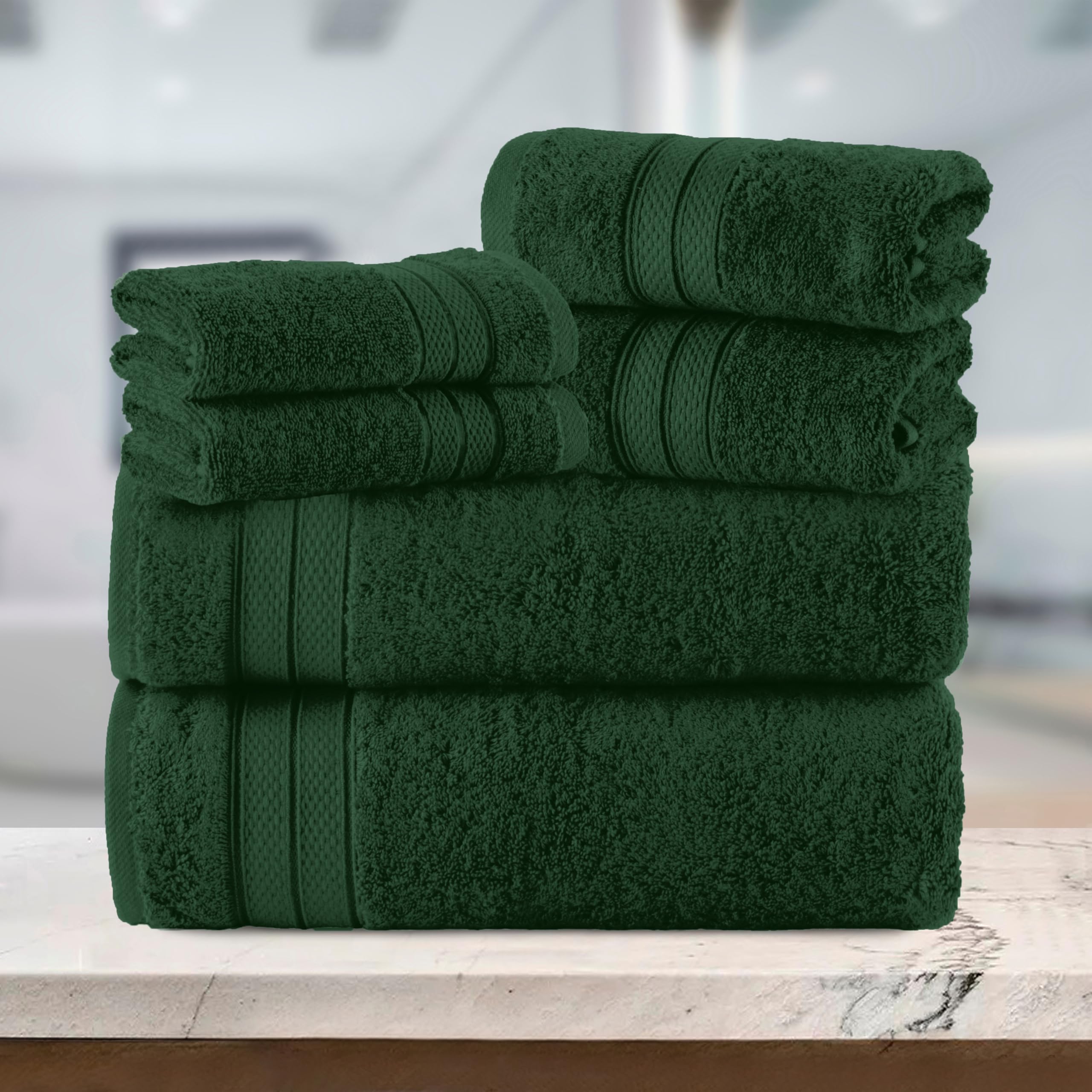 Elegant Comfort Set di 6 asciugamani di lusso, 100% cotone turco, morbido e di alta qualità, design popcorn a tre linee, 2 asciugamani da bagno, 2 asciugamani per le mani e 2 asciugamani da bagno, ad