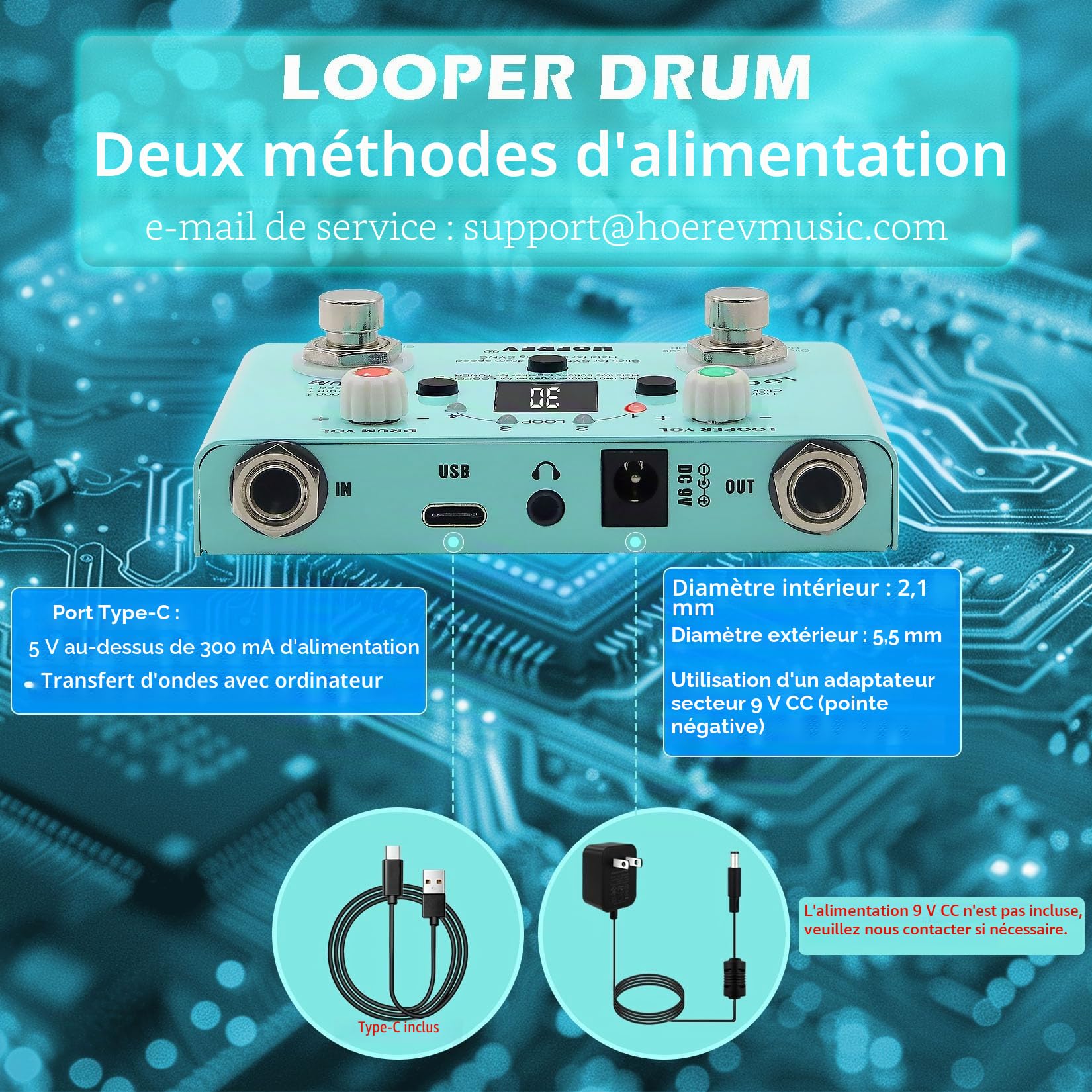 HOEREV Pédale de guitare avec effet Tuner - Sans alimentation
