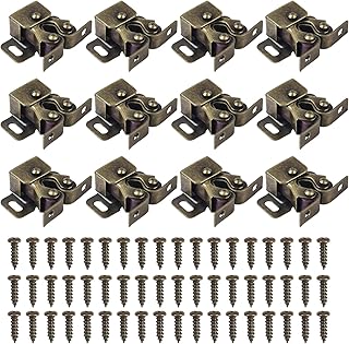 AvoDovA 12Pcs Door Roller Catches, Double Roller Cupboard Door Catch with Screws,Antique Bronzed Twin Cupboard Latch Strong Hold Cabinet Door Catches for Home Furniture Cabinet Cupboard