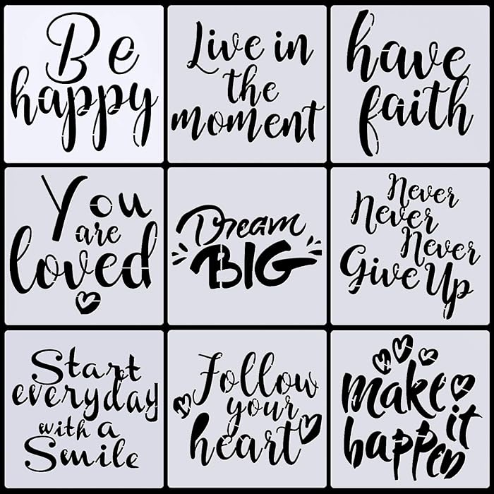 Buy VETPW 9 Pcs Motivational Drawing Painting Template Craft