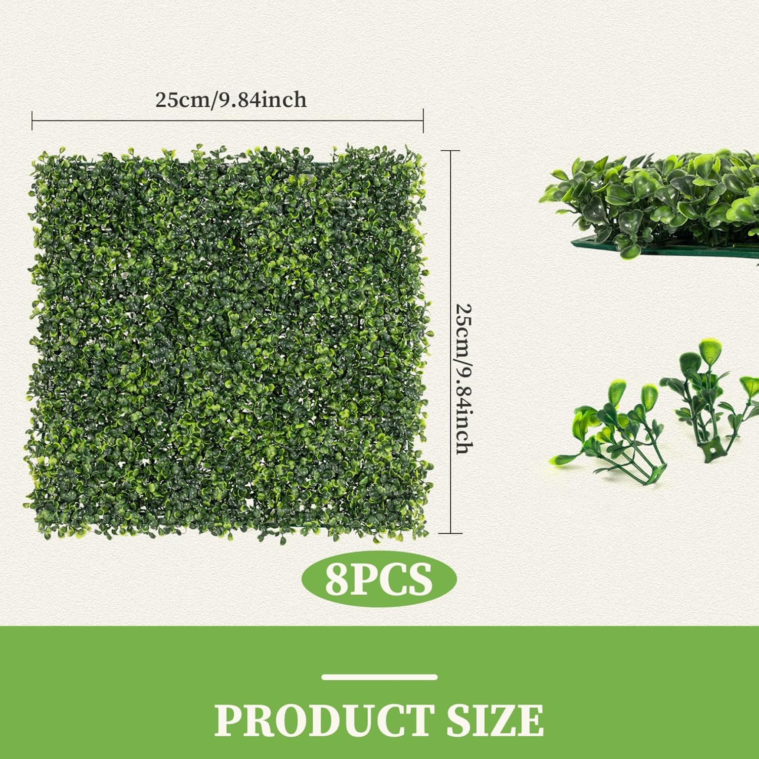 Artificial Grass Wall Decorative Privacy Hedge Screen 8Pcs – Green Grass Wall Panels Greenery Decor for Garden Fence Backyard, 10x10