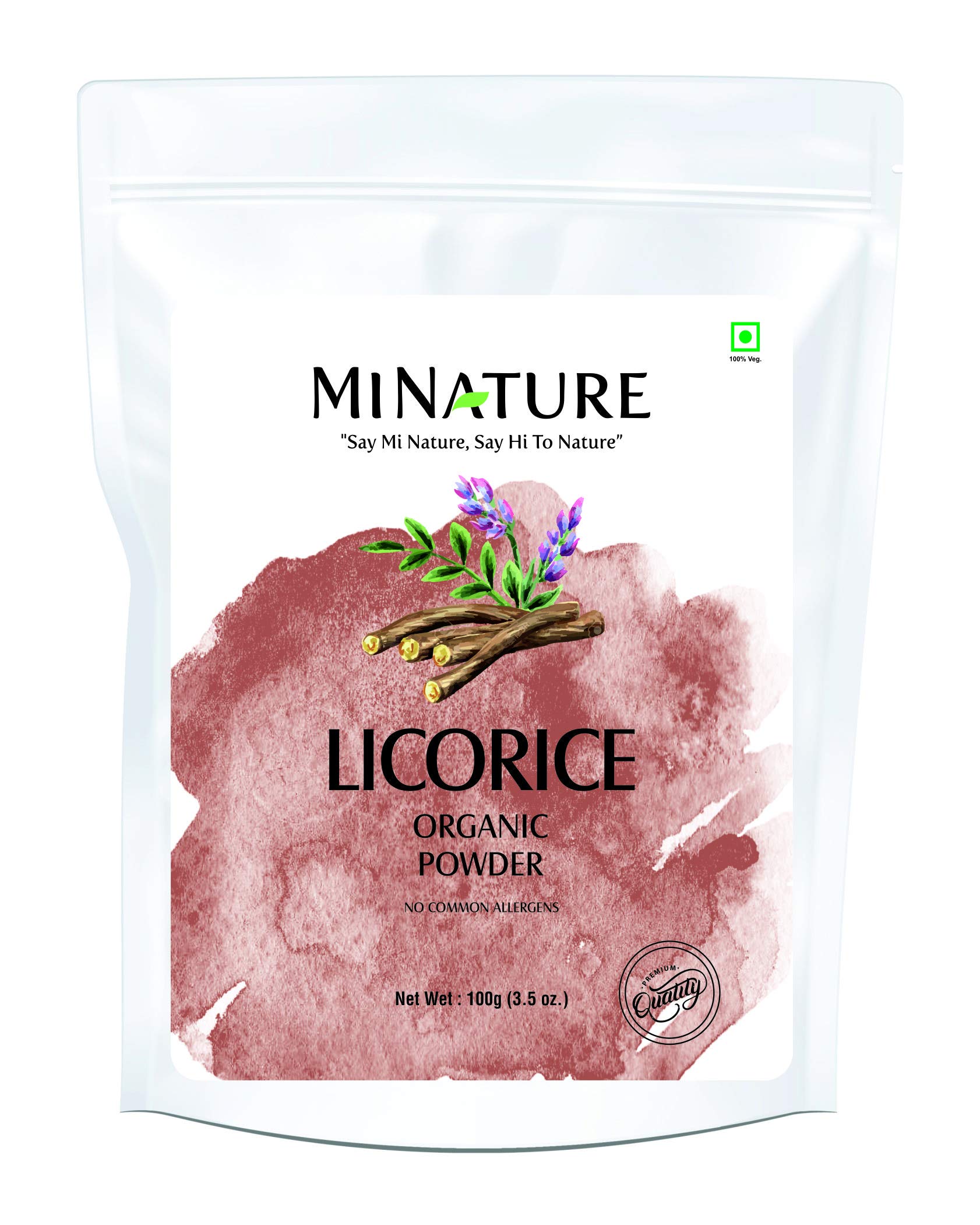 Buy USDA Licorice Root Powder (Glycyrrhiza glabra) by mi Nature 100g