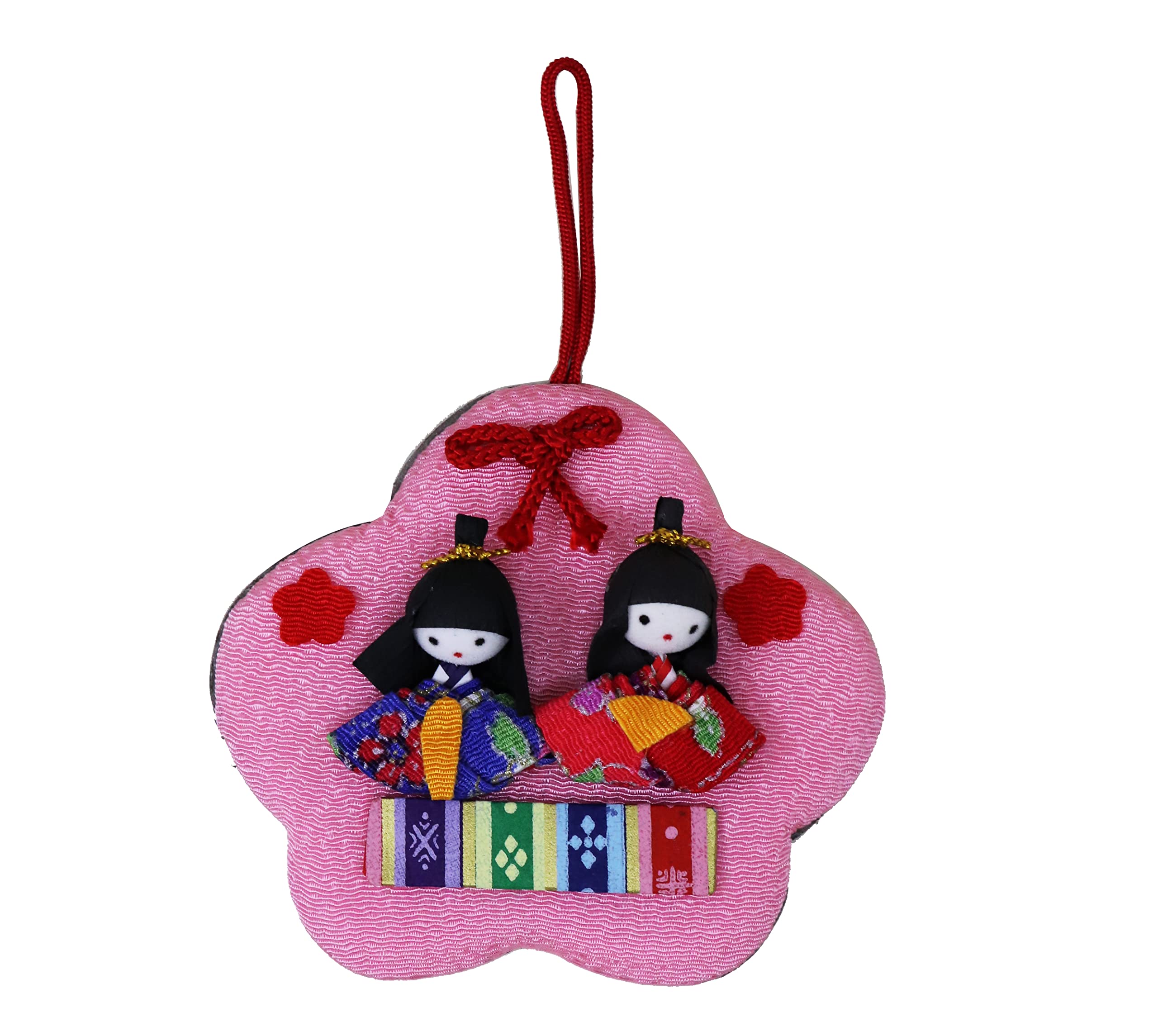 Osaka Choseido Hina Dolls, Compact, Mini Crepe, Hanging Hina Dolls, Mini Plum Shaped Wall Hanging Hinamatsuri, Height 3.5 inches (9 cm)