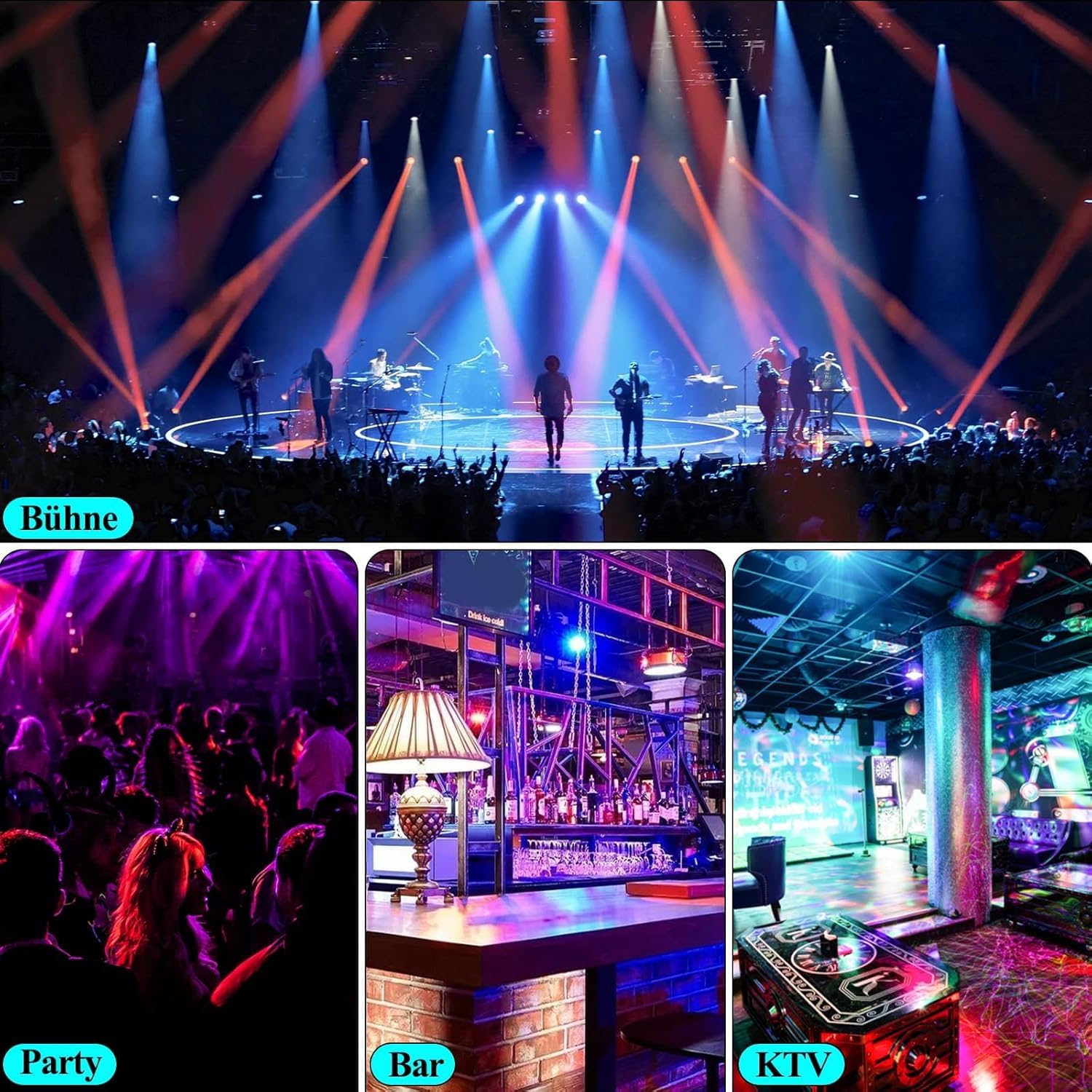 4 pièces LED Par Strahler, 36 LED 72W Discolicht Party Light, RVB DMX512 avec télécommande, lumière de scène 7 modes de lumière DJ licht pour Party Bar Stage Feste Show