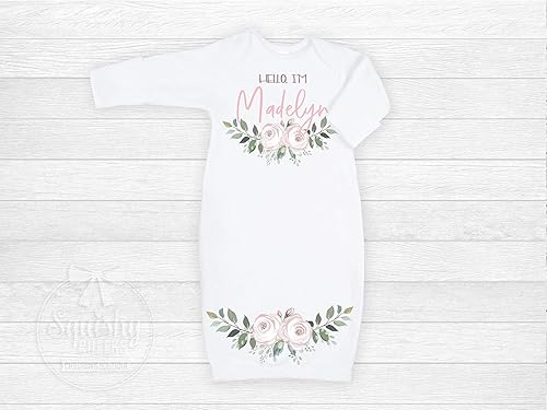 Miniatura 2 de Personalized Newborn Baby Girl Sleeper Gown With Name