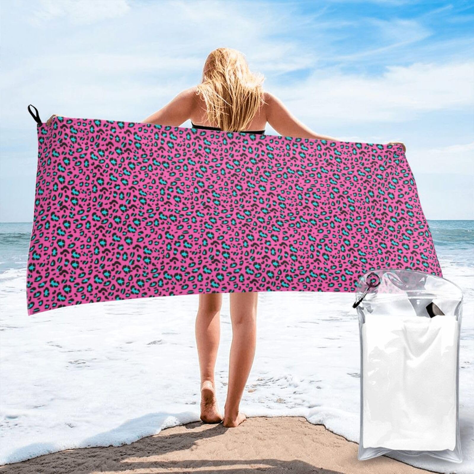 AYYQWE Cute Leopard Print Lightweight Towel For Men Women Travel Beach Camping Hiking Yoga Swimming Sports
