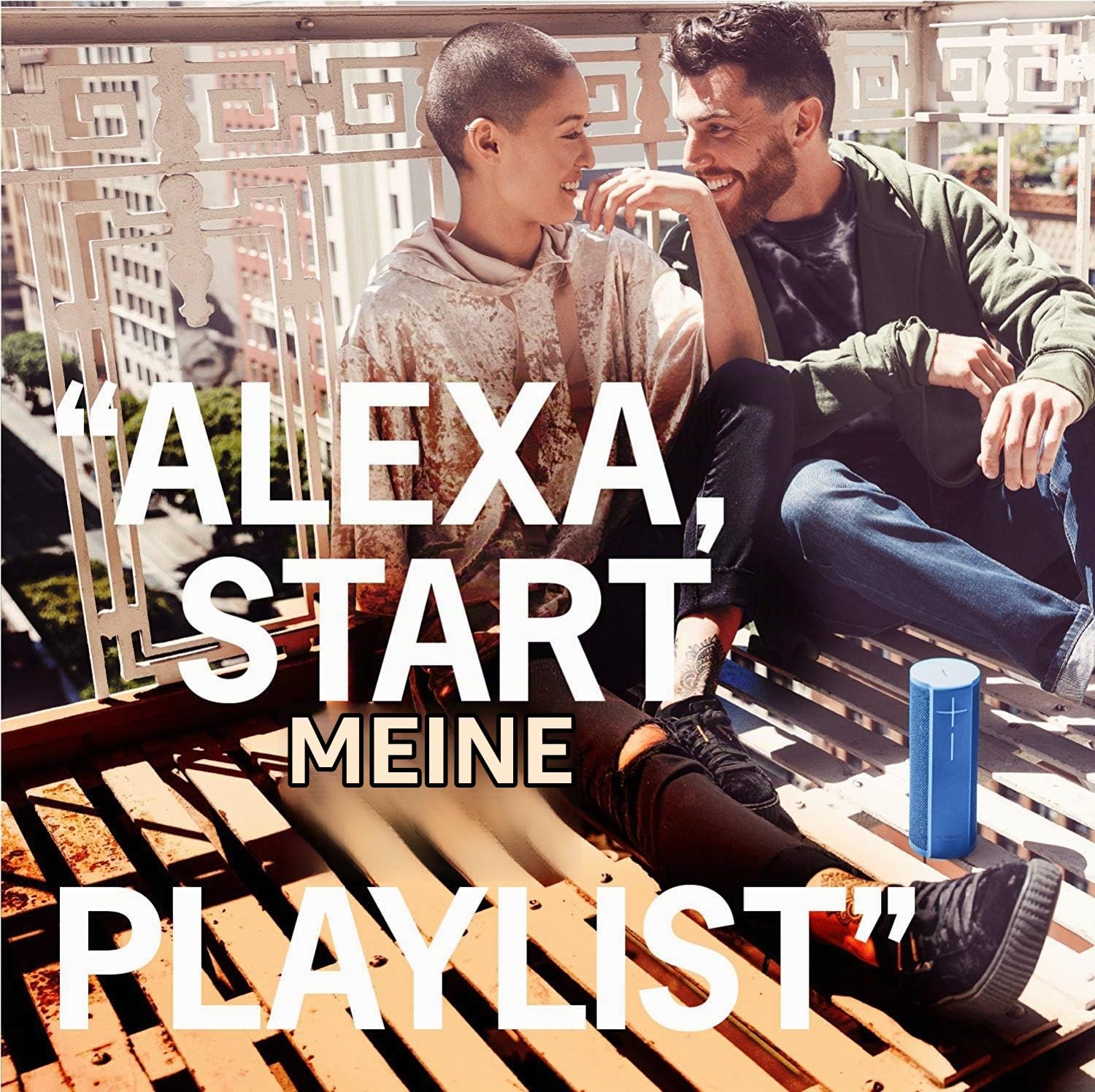 Ultimate Ears Megablast Tragbarer Bluetooth-Lautsprecher | Alexa, Wi-Fi, Bluetooth, 360° Sound, Satter Bass, Wasserdicht, 16h Akku, Grafit-Schwarz