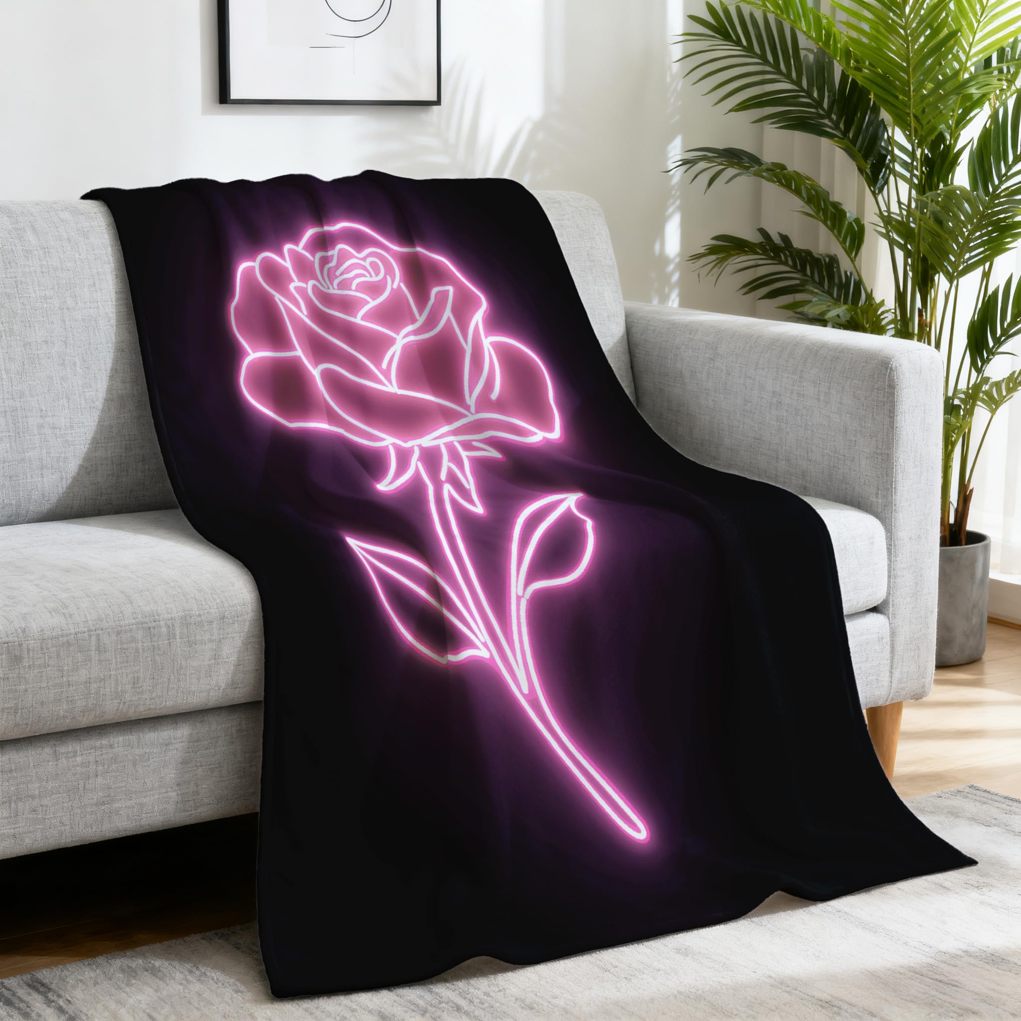 Generico Rosa Classico Coperta Peluche Soffice 200 x 240 cm - Neon Coperta di lanci per il letto - Morbida Rosa Carino Caldo da Divano Accogliente Fluffy di Alta Qualità