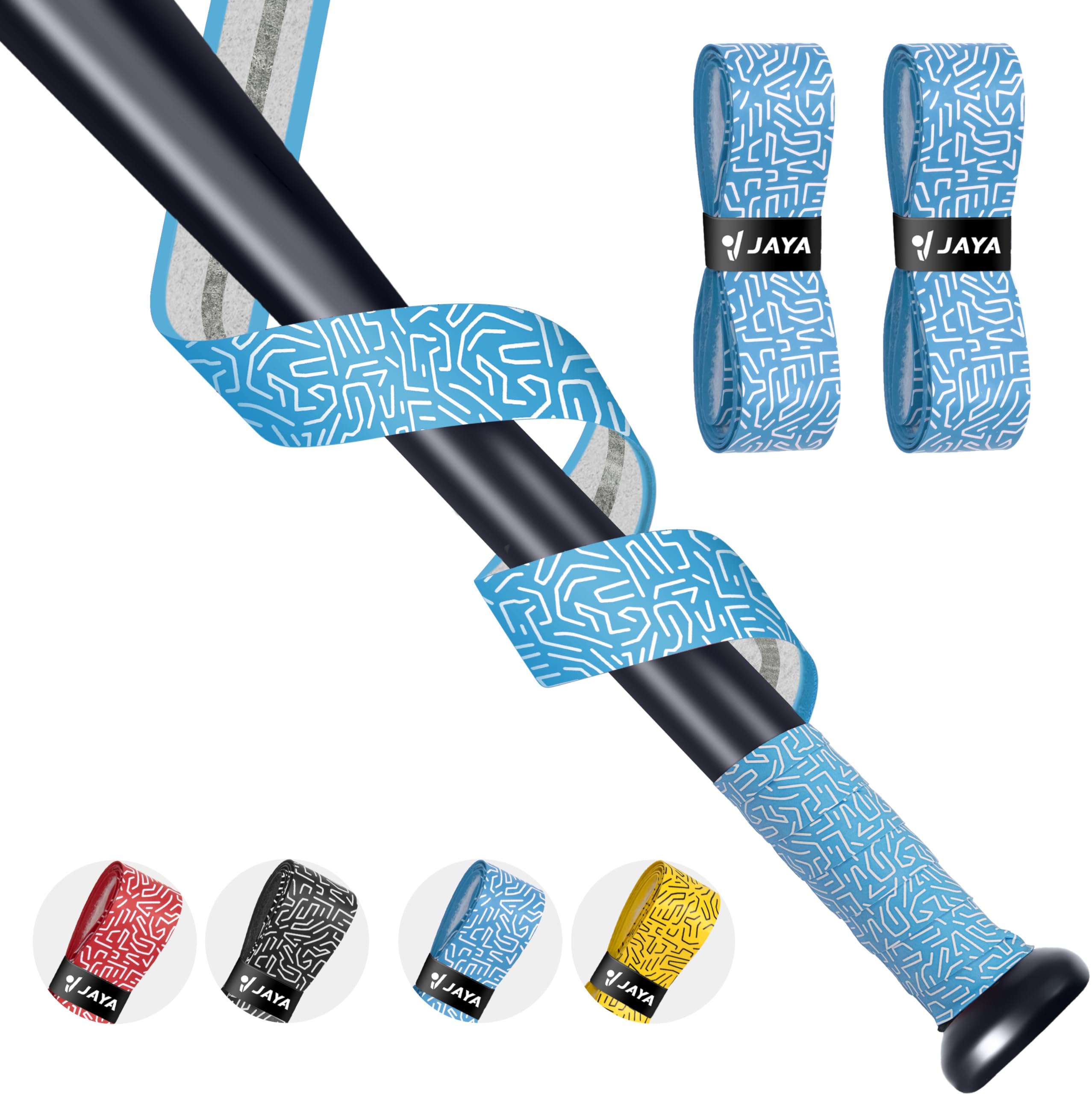 JAYA 2 Pack Embossed Bat Grip Tape 1.1mm – Non-Slip, Sweat-Absorbing & Breathable Handle Wrap Durable Cushion Feel & Pro-Level Control for Baseball ＆ Softball Bats