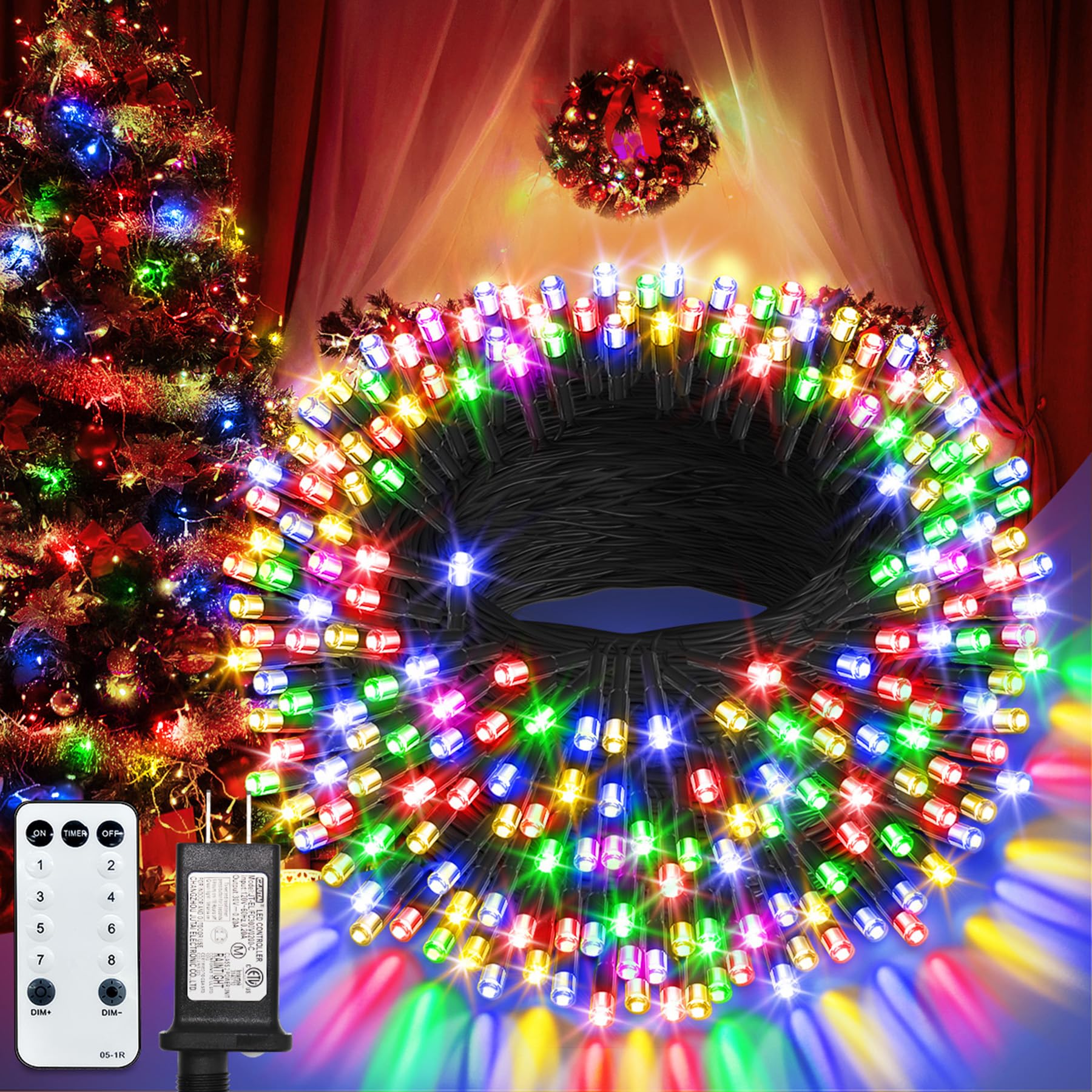 Guirnalda LED 35M para Navidad: Control Remoto y 8 Modos