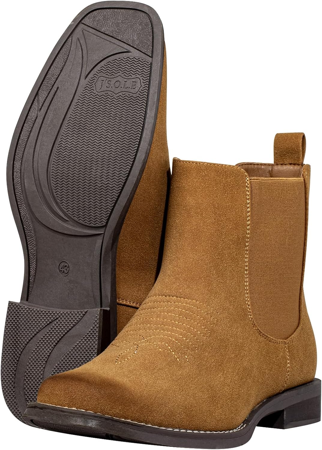 J's.o.l.e Western Cowboy Boots for Men Square Toe Stylish Ankle Chelsea Boots - Image 9