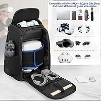 Vista 2 de Bolsa de transporte de almacenamiento compatible con Oculus Meta Quest 2/Quest 3/Quest 3S/Quest Pro/VR Elite correa y controlador, mochila de viaje