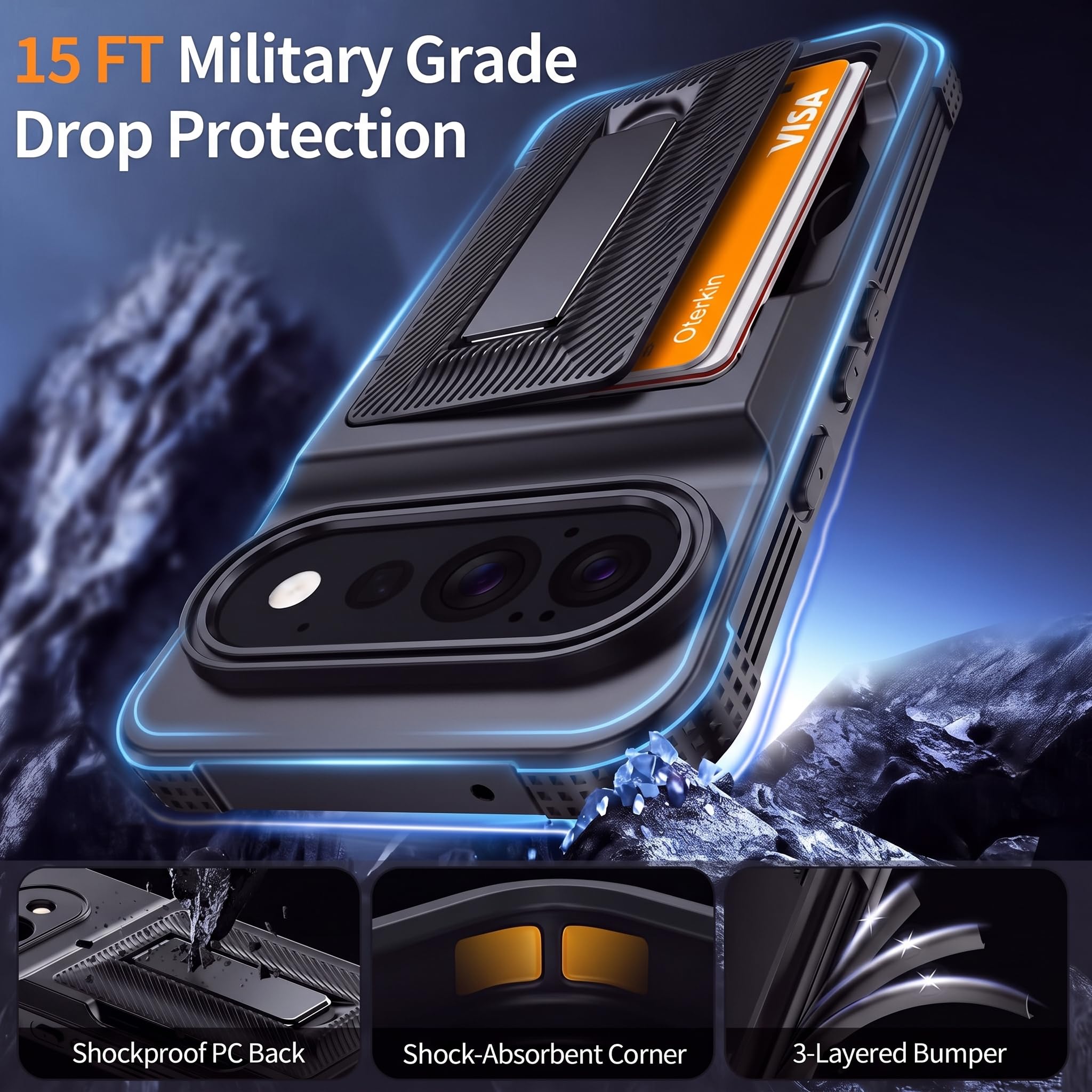 Oneagle Custodia a portafoglio per Google Pixel 11 Pro XL | Protezione | Porta carte di credito 4-5, blocco RFID, protezione per lo schermo della privacy, supporto in metallo a mani libere