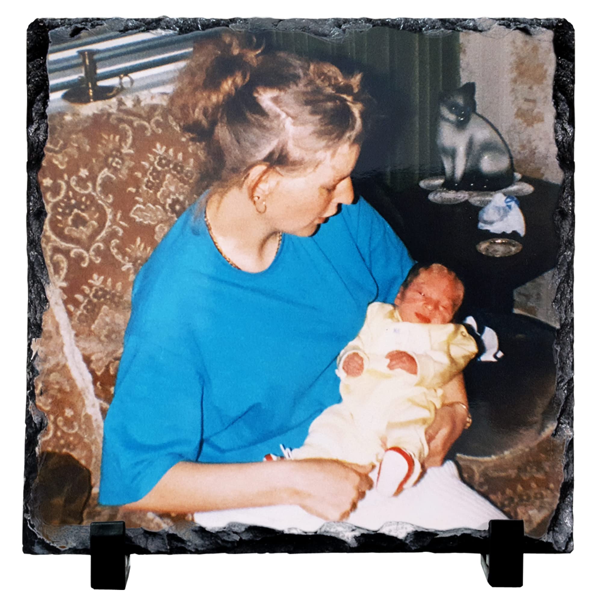 Personalised Photo Slate Plaque with Display Stand - 20cm Square