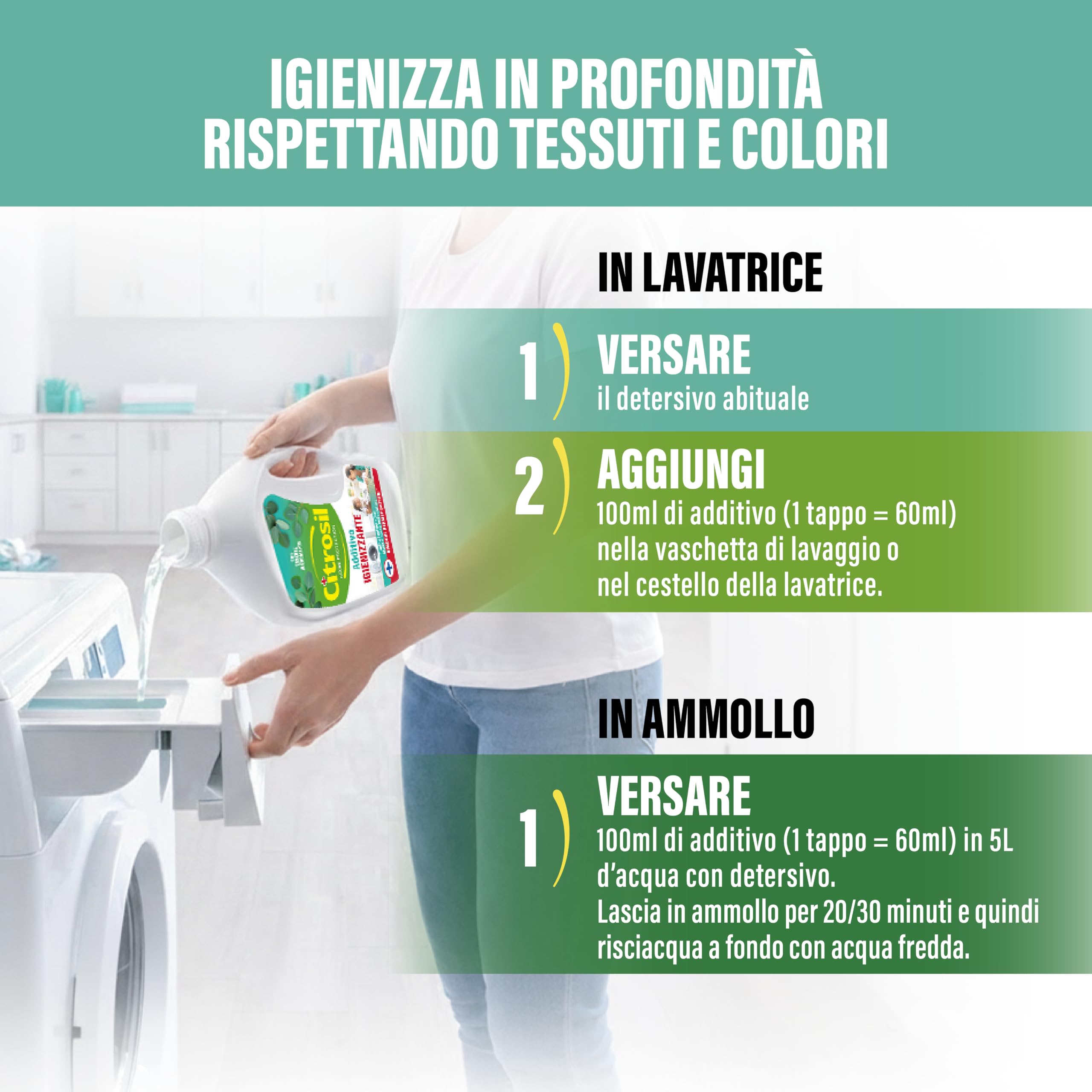 Citrosil - Additivo Disinfettante Liquido per Lavatrice e Bucato a Mano, con Vere Essenze di Agrumi, Azione Igienizzante e Disinfettante, Adatto per Capi Bianchi e Colorati, 1000 ml x 12 Confezioni | Additivo igienizzante: igienizza in profondità il bucat