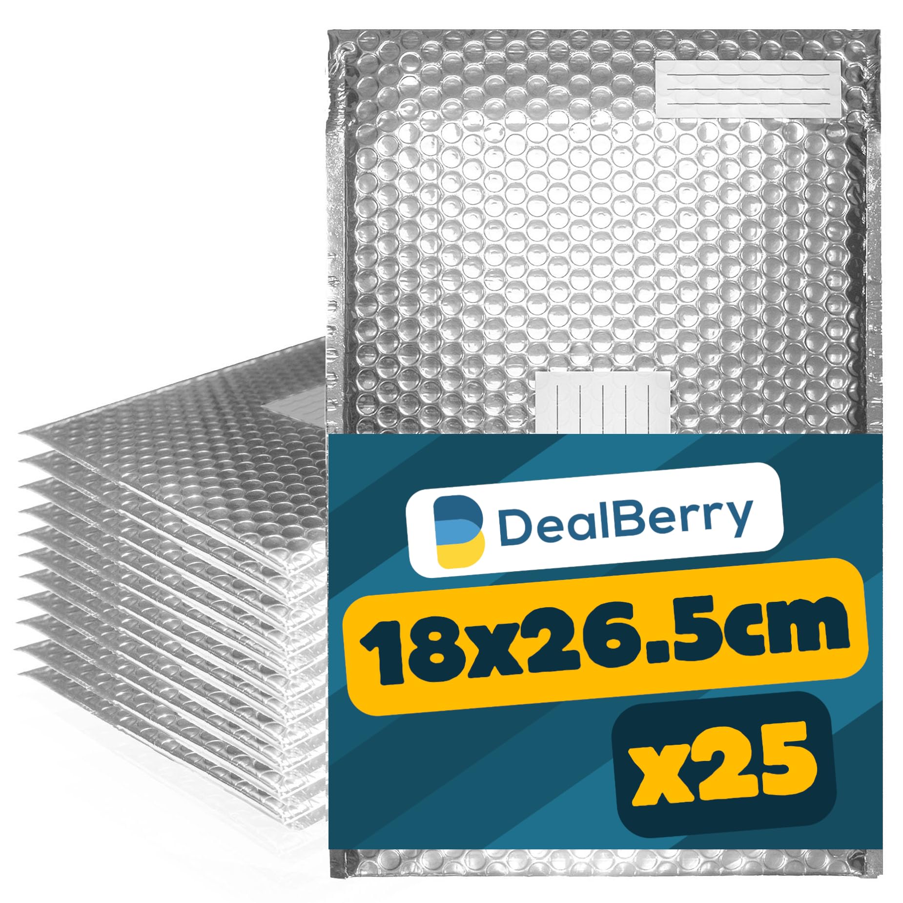 25 Pack Padded Bubble Envelopes - Bubble Wrap Envelope - Poly Bags for Shipping Packaging Mailing - Envelopes Peel and Seal - Address & Return Box (Silver, 18x26.5cm)