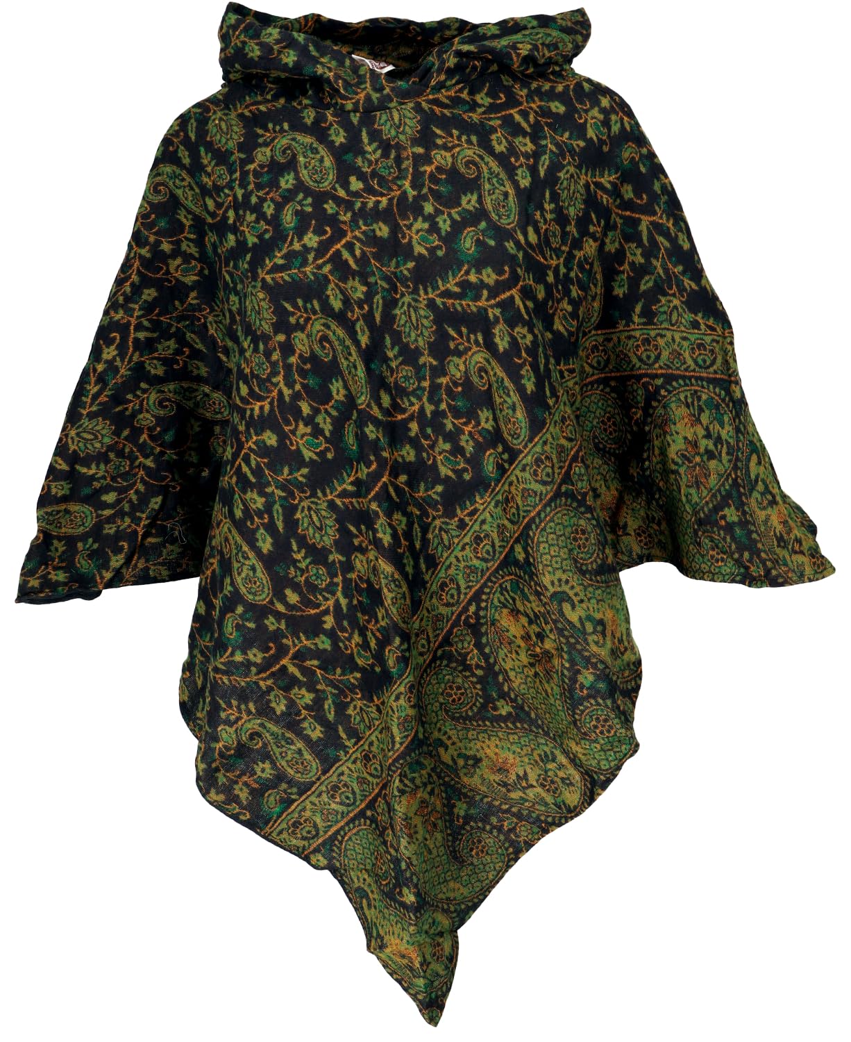 GURU SHOP Flauschiger Poncho mit Kapuze, Goa Hippie Boho Poncho, Damen