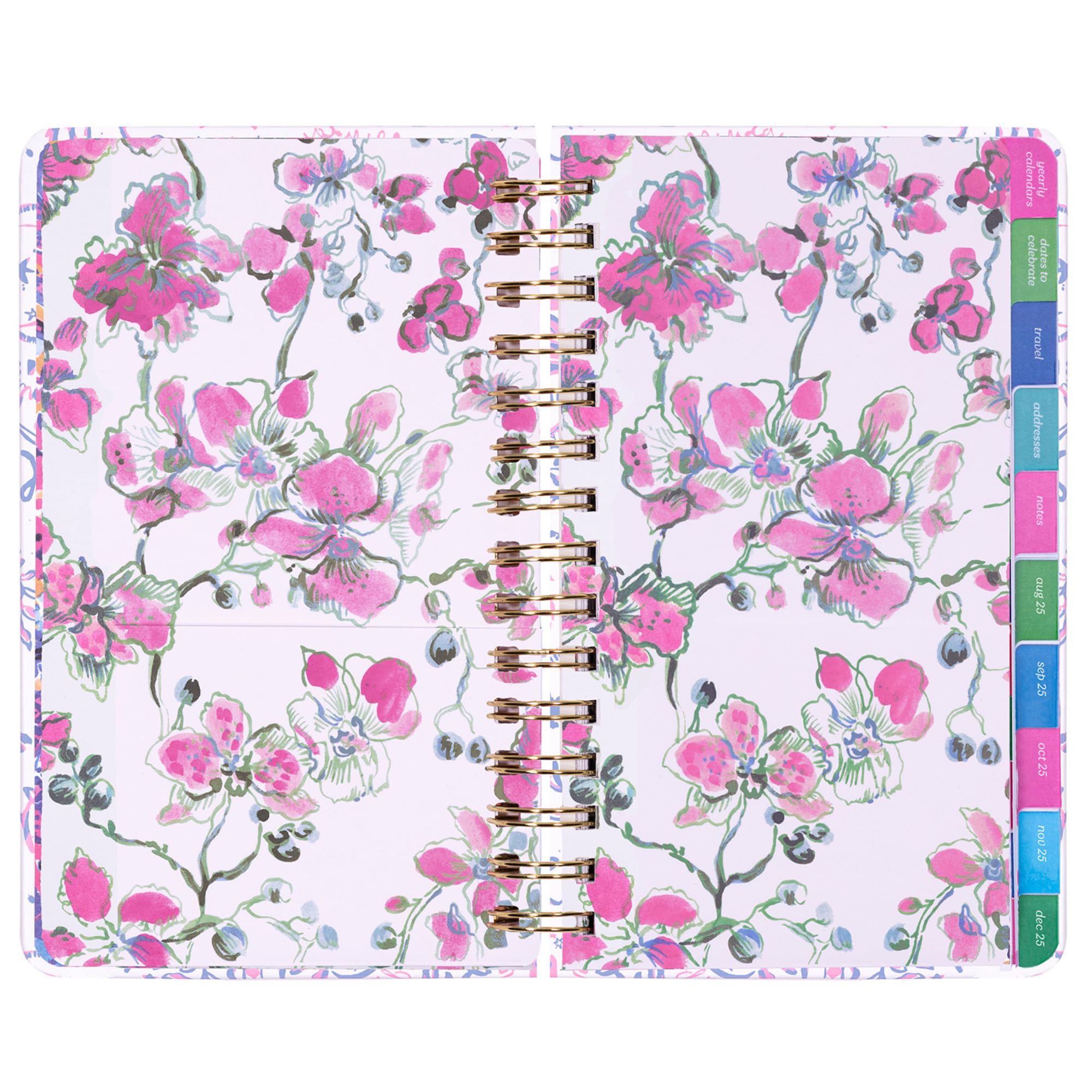 Lilly Pulitzer Agenda media agosto 2025 - dicembre 2026, agenda settimanale e calendario mensile, adesivi, tasche, rilegatura a spirale, 12,7 x 21 cm (Tis the Sea Sun)