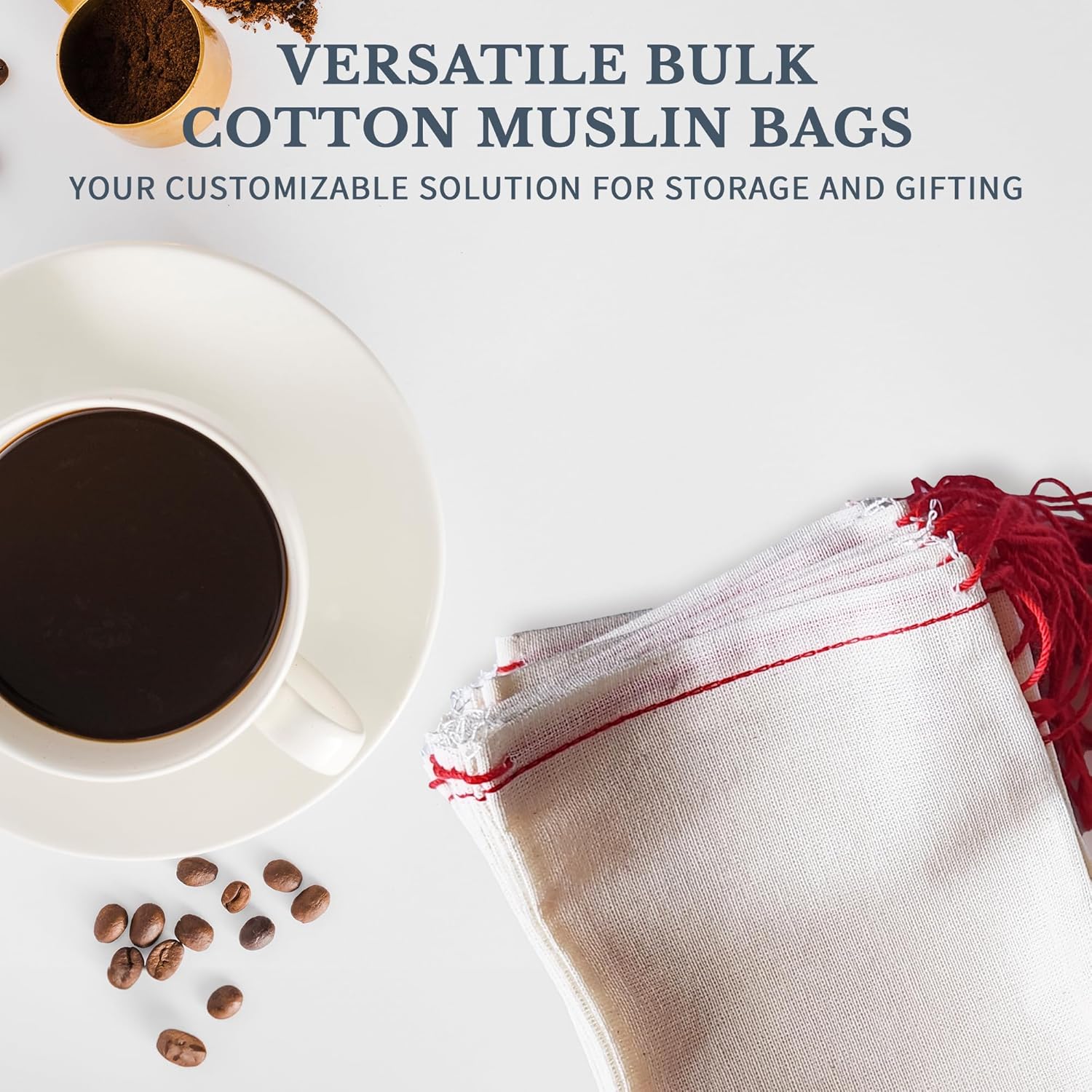 Celestial Gifts Muslin Bags - 100% Cotton Drawstring Bags Medium 25pcs, 5x7, Reusable Tea, Coffee, Jewelry, Gift, Spice Pouch and Sachet Bag - Made in USA - (Red Hem and Drawstring) - Image 8