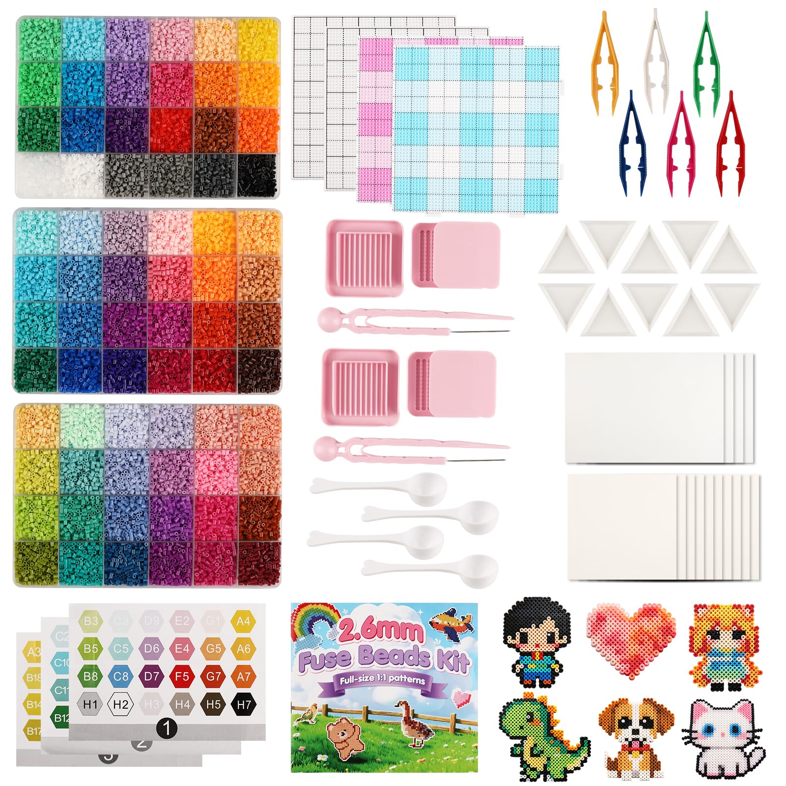 Allinside Fuse Beads Kit, 72 Colors 25920 2.6mm Mini Beads, Easy DIY All-in-One Set with Pegboards, Tweezers, Patterns, Pixel Art DIY Craft Kit, Art Decorations, Ideal Gift for Kids Adults