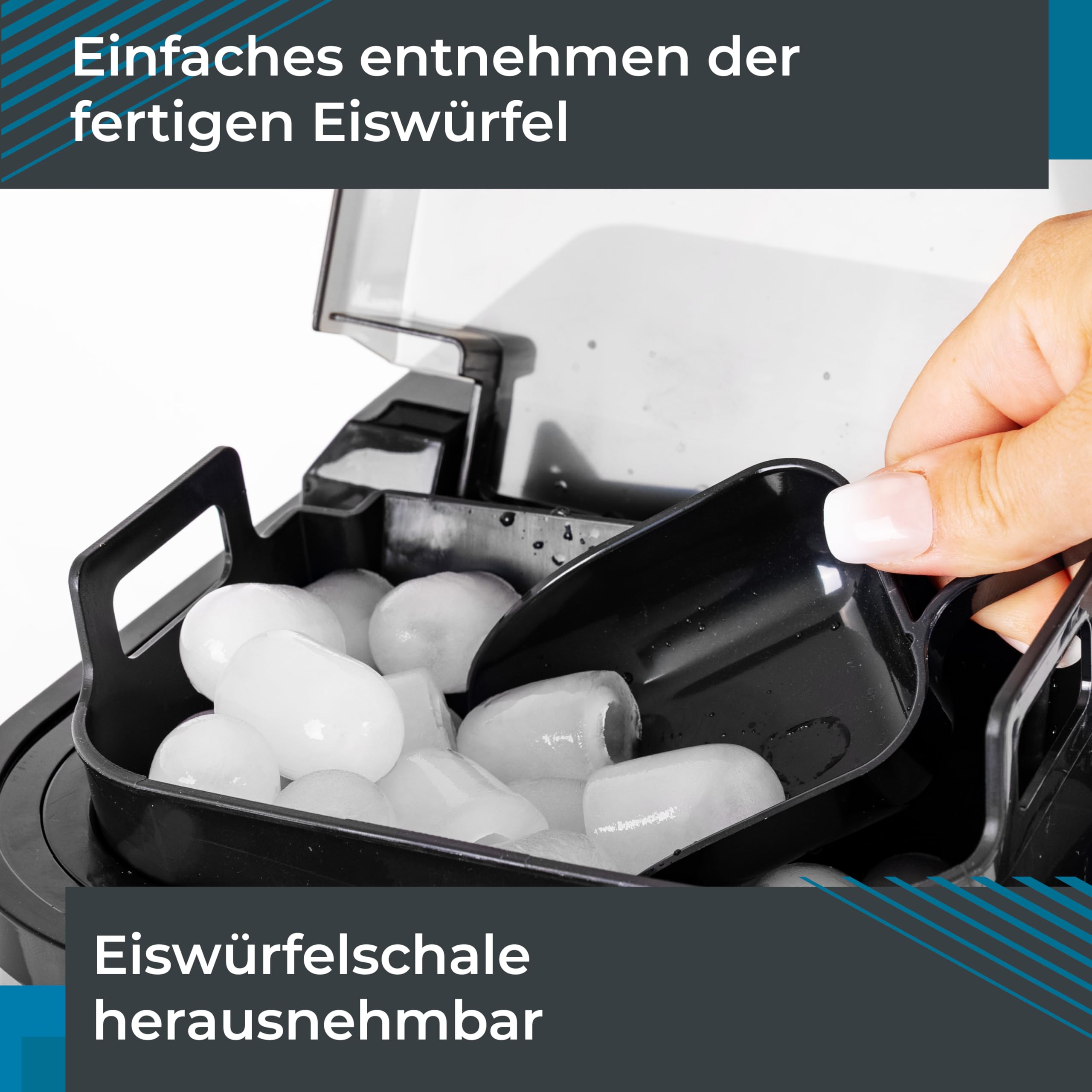 Eiswürfelmaschine Selbstreinigend, Eiswürfelbereiter mit 1Liter Wassertank | Eiswürfelbereiter Selbstreinigend klein 1 Liter, Edelstahl Eiswürfel-Maker schwarz Party-Eiswürfel-Maschine für Cocktails