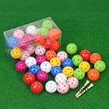 26 Pack Practice Golf Balls, 41mm Hollow Airflow Plastic Golf Balls with Golf Tees, for Indoor Outdoor Driving Range Backyard Swing Practice