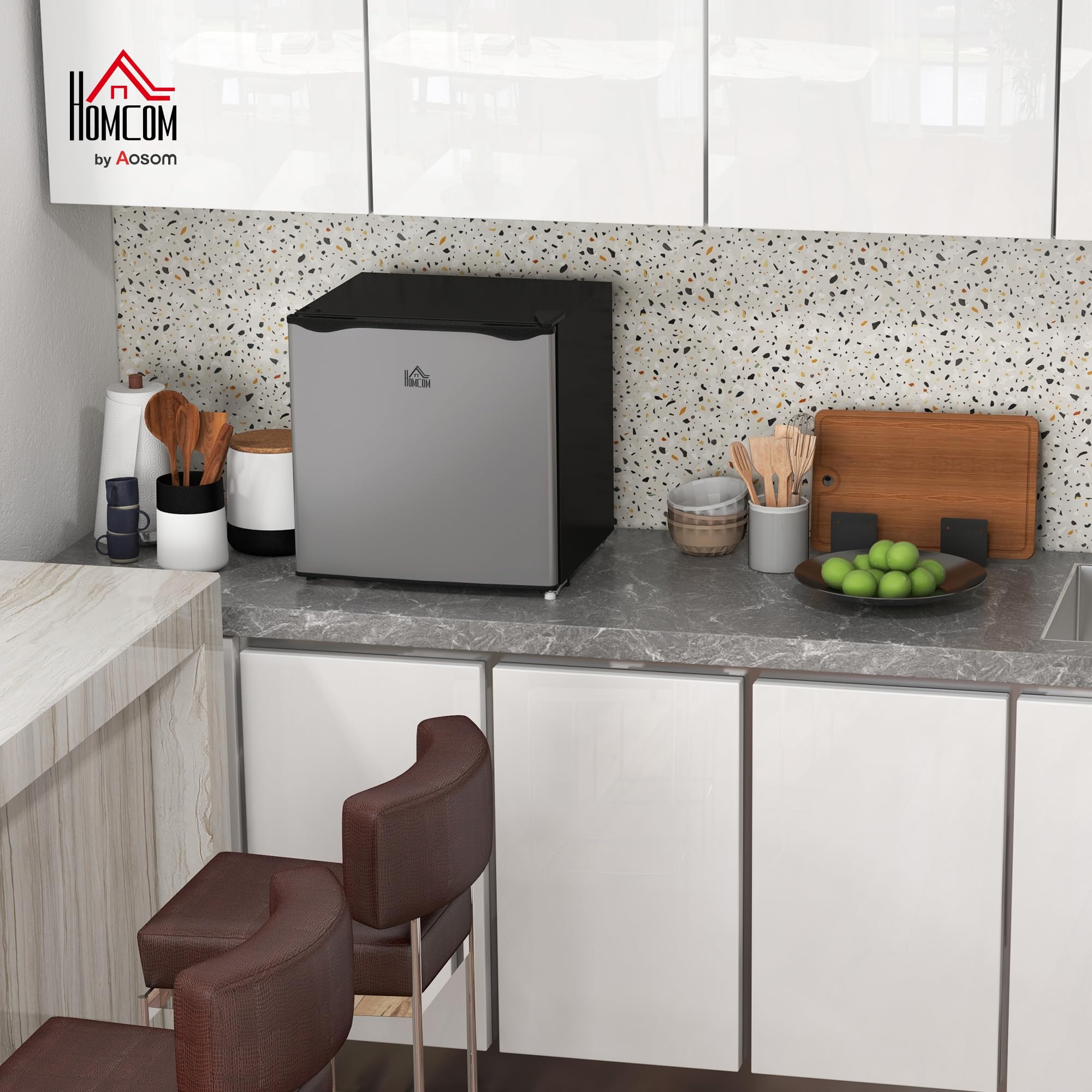 HOMCOM Mini Congelatore 35L, Congelatore Piccolo Silenzioso, Porta Reversibile, Libera Installazione, Temperatura Regolabile -14 ℃- -24℃, Ripiano Rimovibile, Freezer per Ufficio Hotel, 47x44.2x48.8 cm