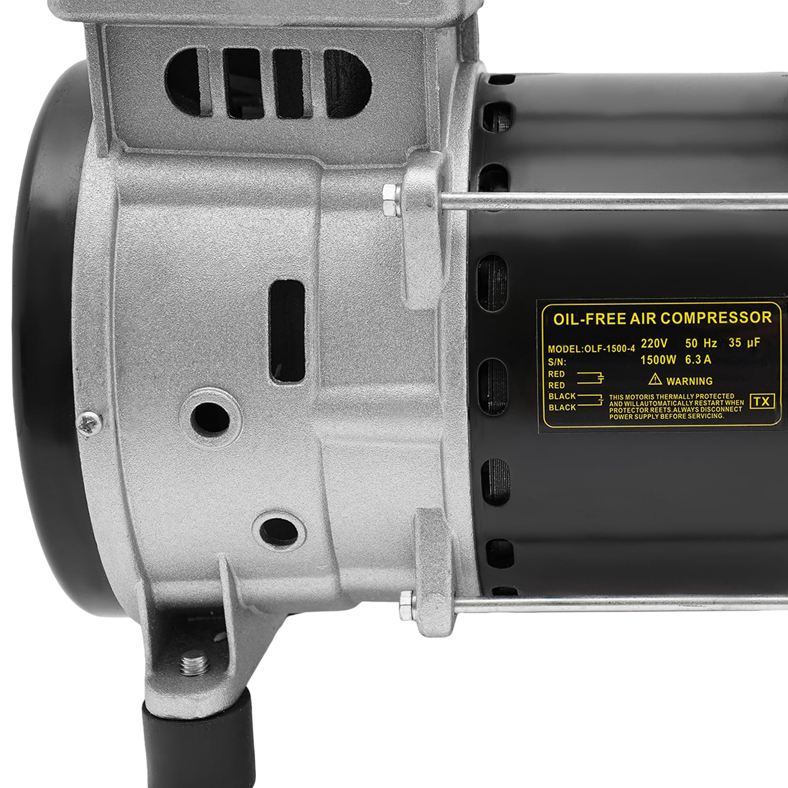Compresor de aire con cabezal de bomba de 1500 W, con alambre de condensador, 1380 r/min, 140 l/min, 0,7 Mpa, con guardia de seguridad y 2 silenciadores
