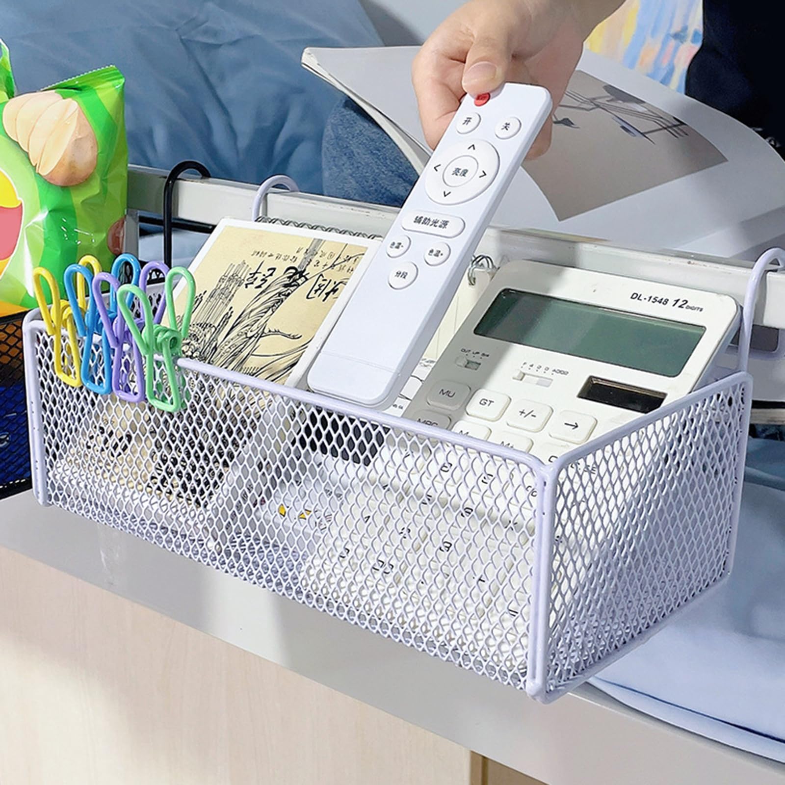 Cestino portaoggetti da appendere al comodino, organizer con 3 tasche