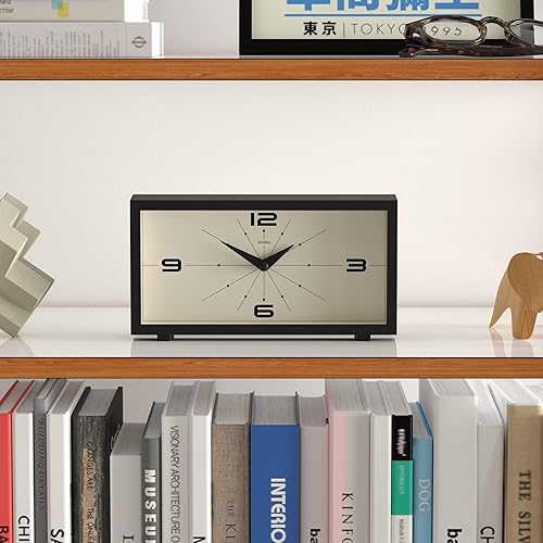 Miniatura 3 de JONES CLOCKS Reloj de escritorio Odeon  Diseño rectangular moderno  Negro  Elegante aspecto retro para estante, mesa, mantel o mesita de noche