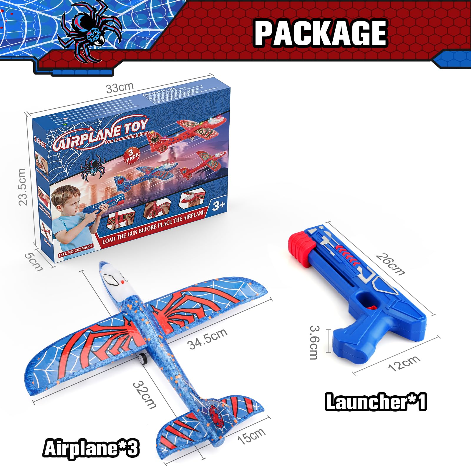 Avion Juguete con Spider Pegatinas, Aviones Poliespan con Pistola Avión Planeadores Espuma Corcho Regalo Navidad Cumpleaños Niños Niñas 3 4 5 6 7 8 9 10 Años Brinquedos Criança Juego Aire Libre — view 7