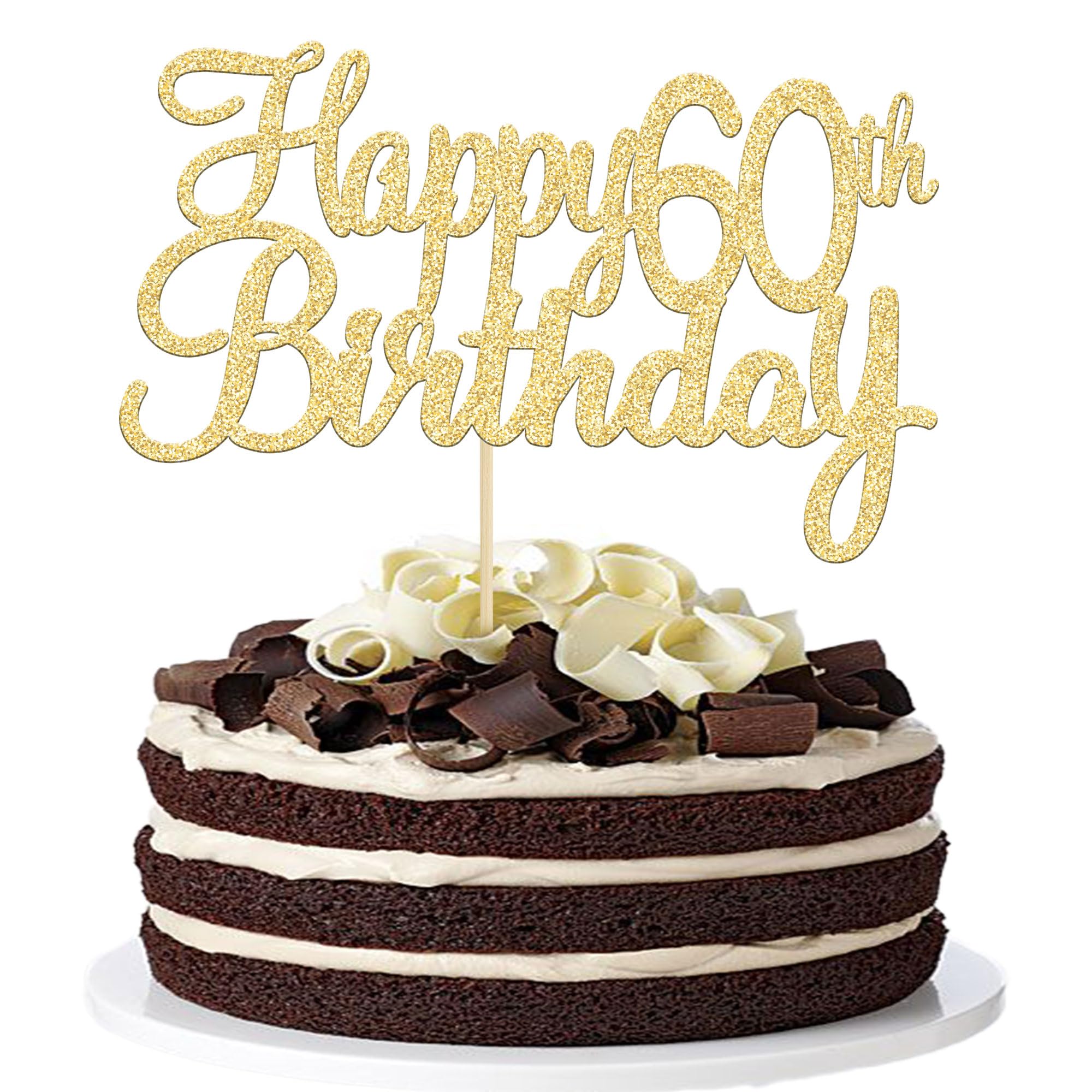 60. Geburtstag Tortenaufleger - Goldener Spiegel Topper Mit "Happy Birthday"