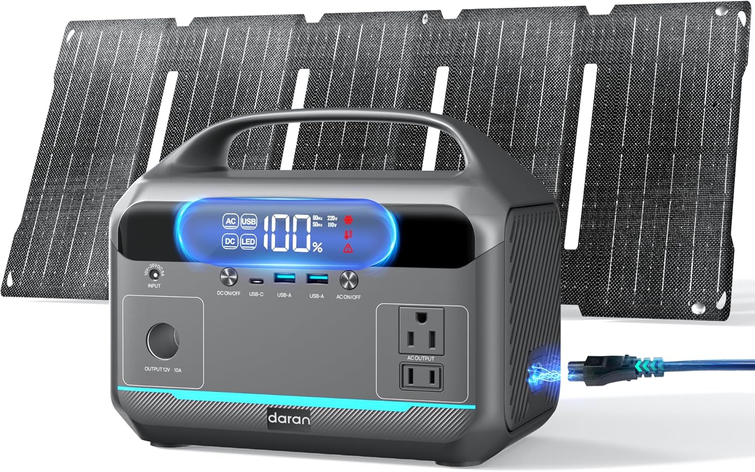 Portable Power Station with Solar Panel 90,000mAh,LiFePO4 Battery 350W(600W Surge) AC Outlets Electric Camping Generator,Portable Charger Solar Power Bank Ideal for Home,Outdoor Camping RVs Emergency