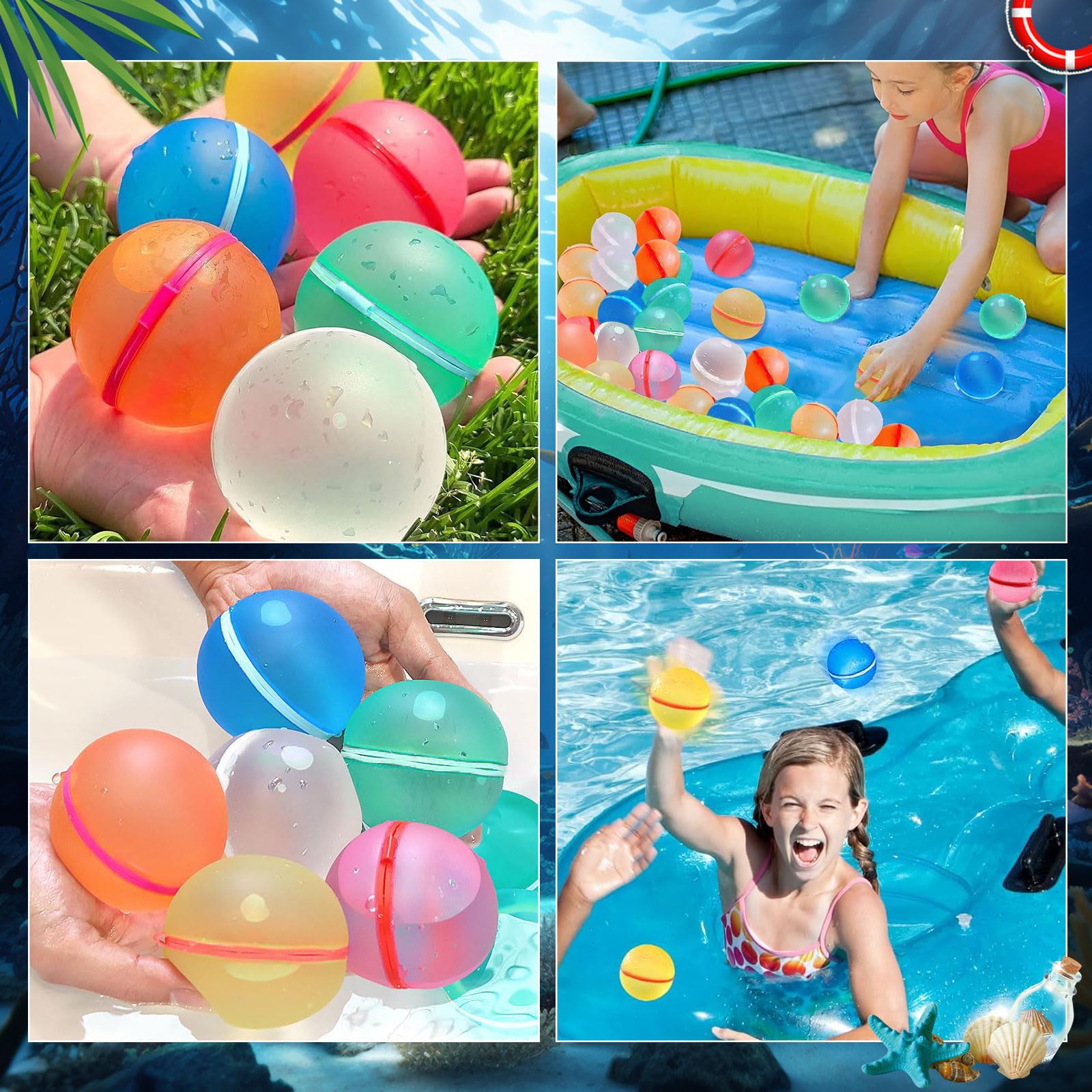 Gavettoni riutilizzabili magnetici, palloncini acqua in silicone autosigillanti, confezione 16 pezzi per feste estive, giardino, spiaggia e piscina