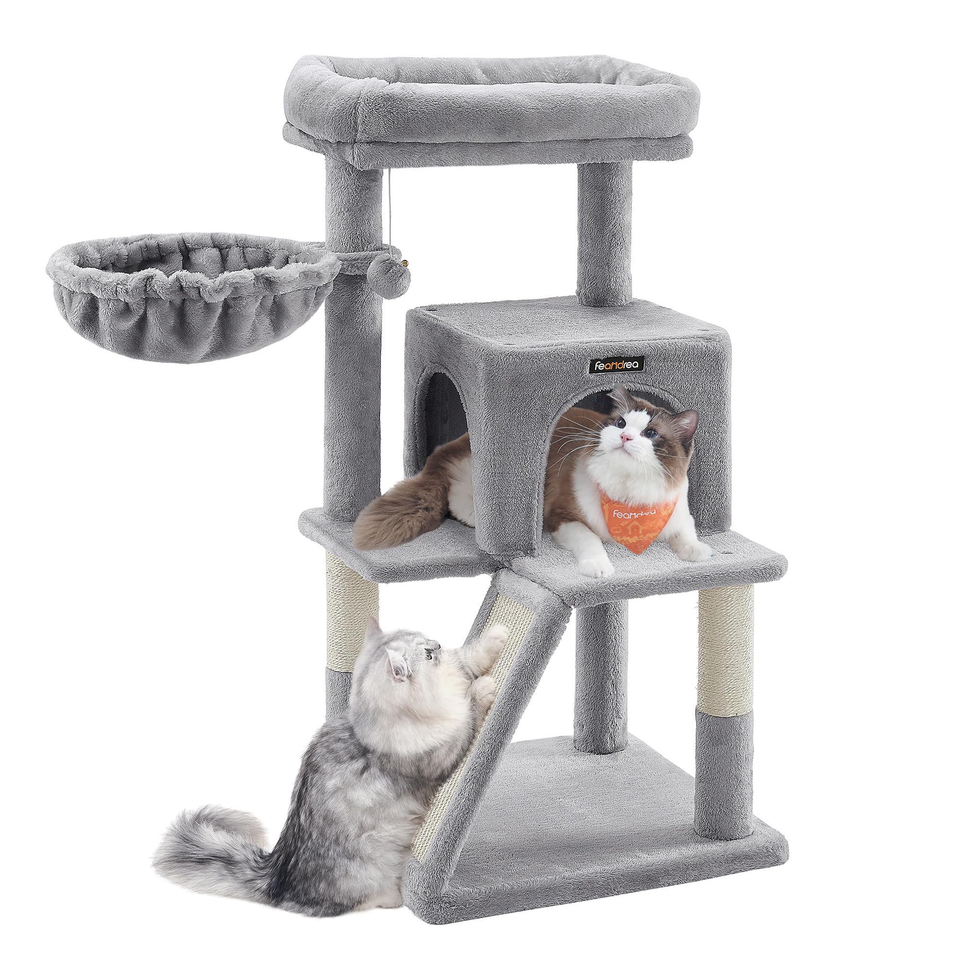 Feandrea Cat Tree Tower, Widened Perch for Large Cats, Light Grey PCT51WV1