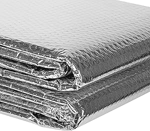 ToLanbbt Reflective Insulation Roll, 47IN x 10FT Double Bubble Wrap Insulation Sheet, 3MM Reflective Aluminum Foil Thermal Shield Radiant Barrier with 60 Pcs Adhesive Tapes for Window RV Attic Wall