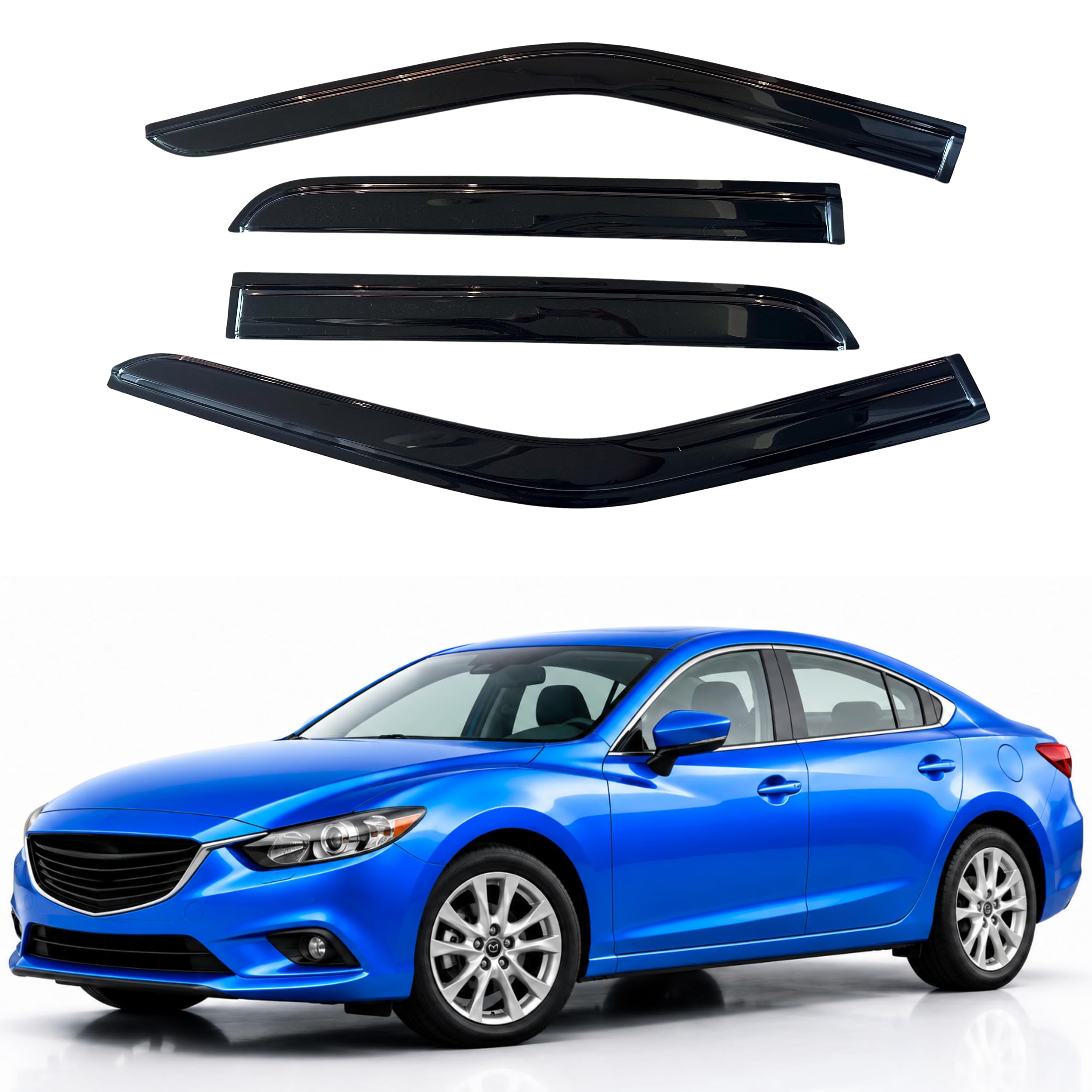 IG Window Visors Fit for 2014-2021 Mazda 6, Out-Channel Rain Guards Vent Wind Deflectors 4PC, Car Accessories for 14-21 Mazda 6