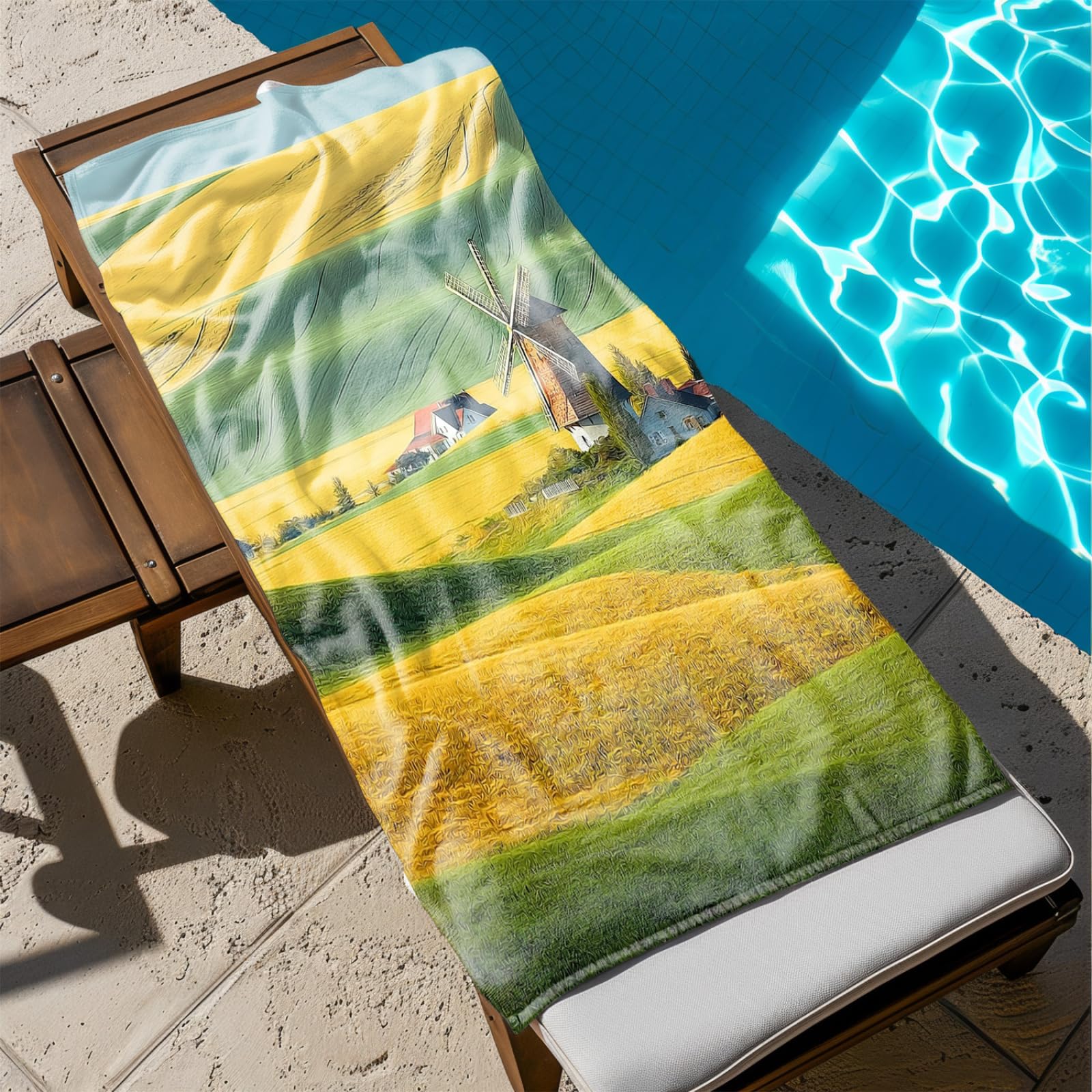 Genérico Toalla Playa Grande Campo Amarillo Verde Microfibra Secado Rápido Oversize Toalla Sin Arena Súper Ligera Piscina Camping Picnic Yoga Gimnasio Y Deportes Viaje