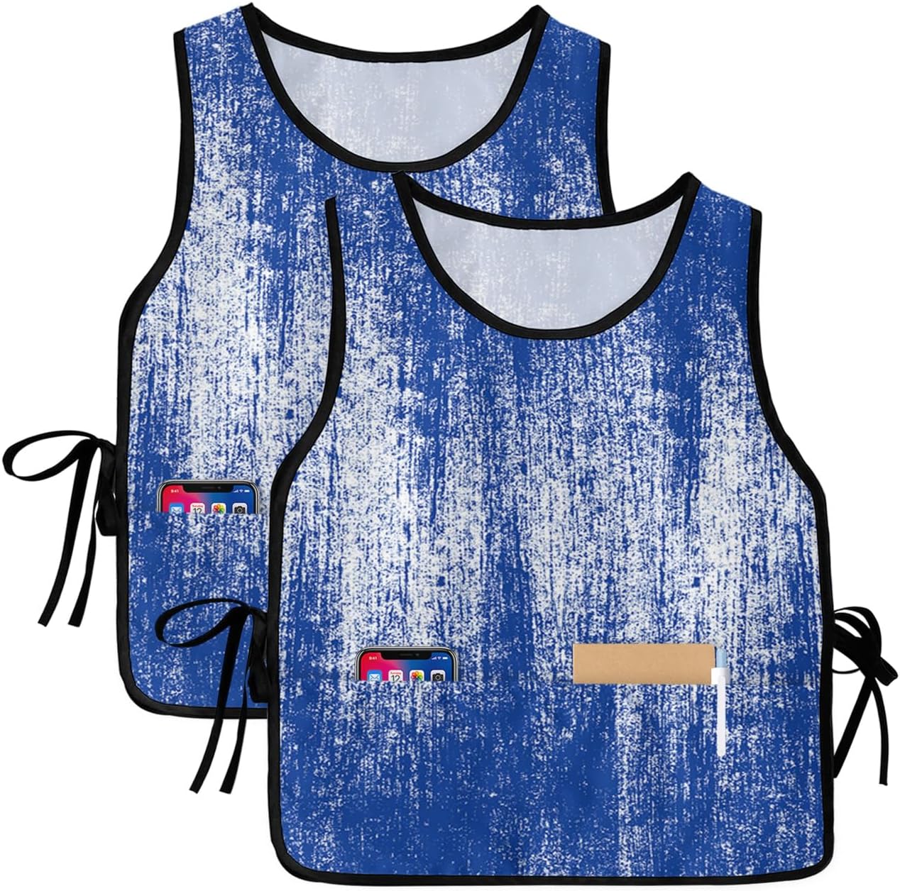 Abstract Blue Cobbler Aprons with 2 Pockets Bib for Chef Kitchen Modern Minimalist Oil Painting Art