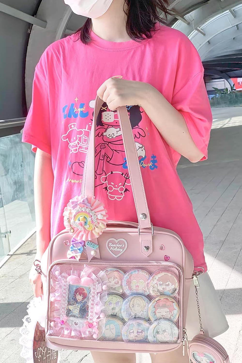 Ita Bag Crossbody Handbags Kawaii Shoulder Purse Square Backpack with Insert Anime Pins Display - Image 2