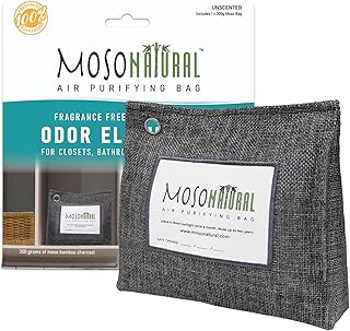 Moso Natural Air Purifying Bag 300g. A Scent Free Odor Eliminator for Closets, Bathrooms, Laundry Rooms, Pet Areas. Premium Moso Bamboo Charcoal Odor Absorber. Two Year Lifespan!