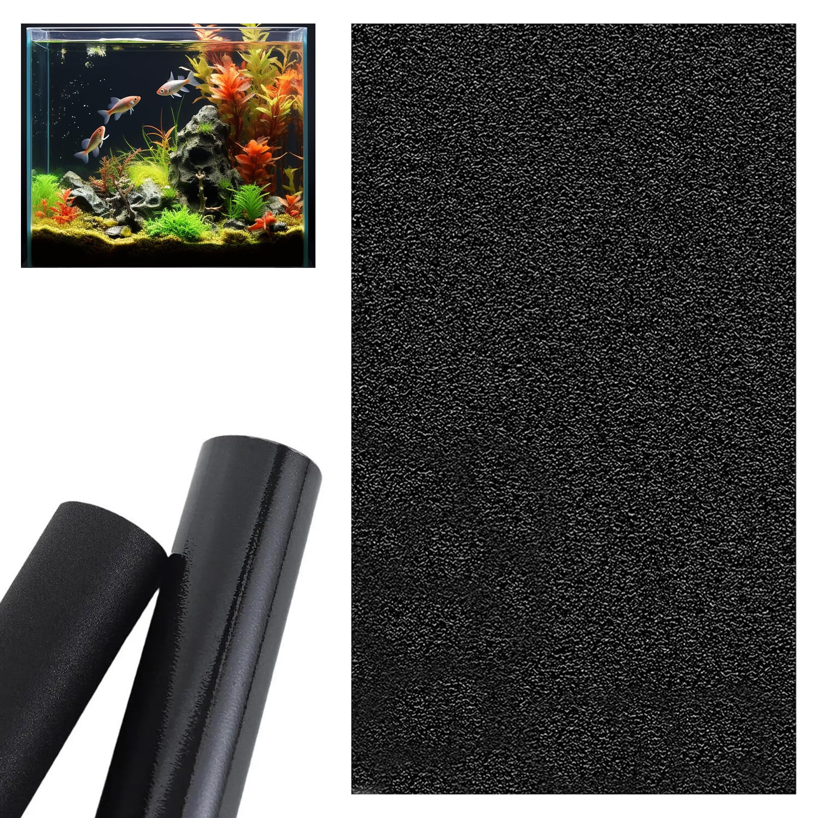 Adesivo Statico Sfondo Acquario Nero Generico, 200 x 40 cm Pesce Serbatoio Poster Statico, Fondale Marino Acqua Erba Sfondo Decorazione Pittura Adesivo in PVC
