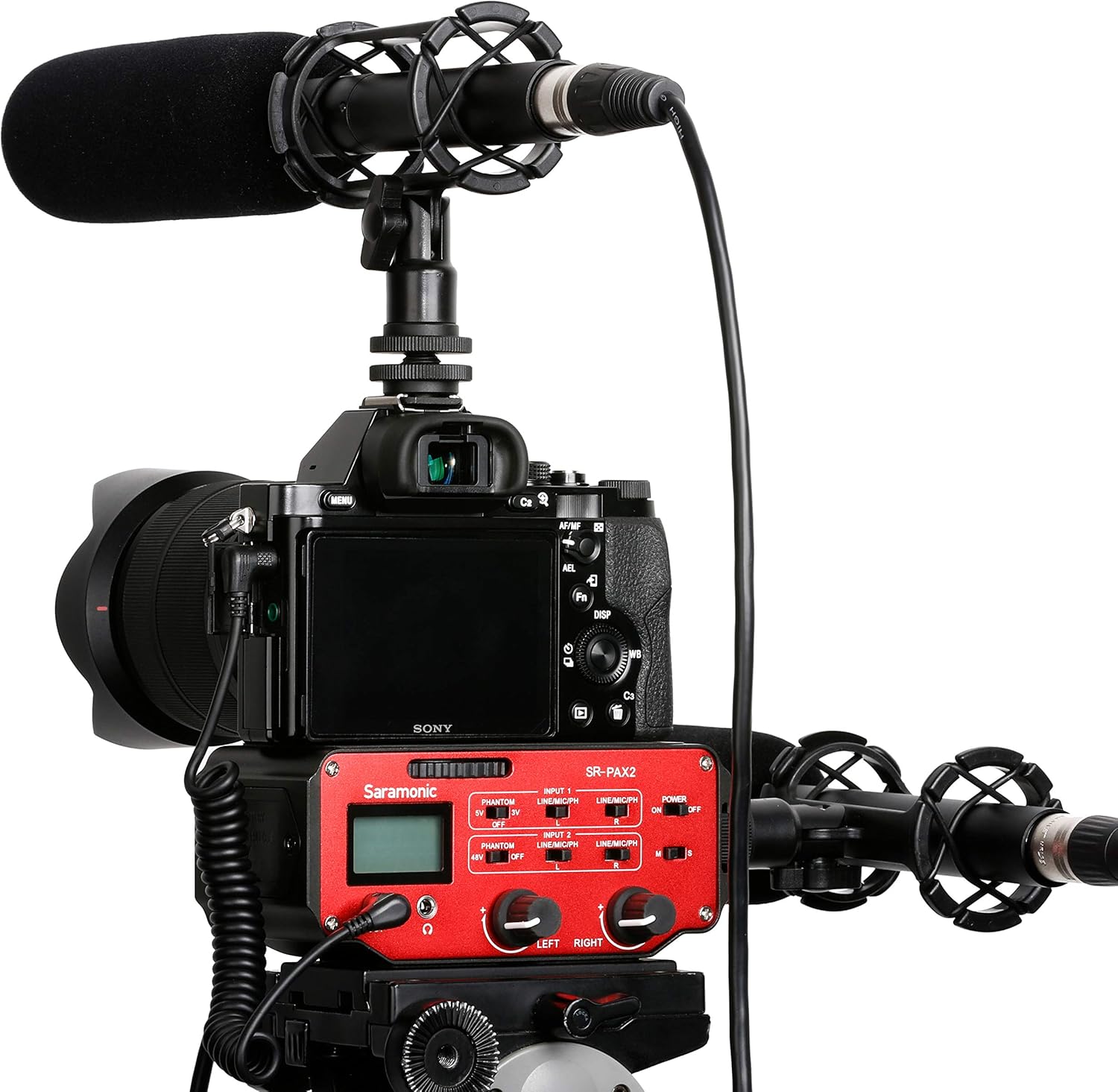 Saramonic SR-PAX2 Audio Adapter for Mirrorless, DSLR & Black Magic Pocket Cameras (Red/Black)